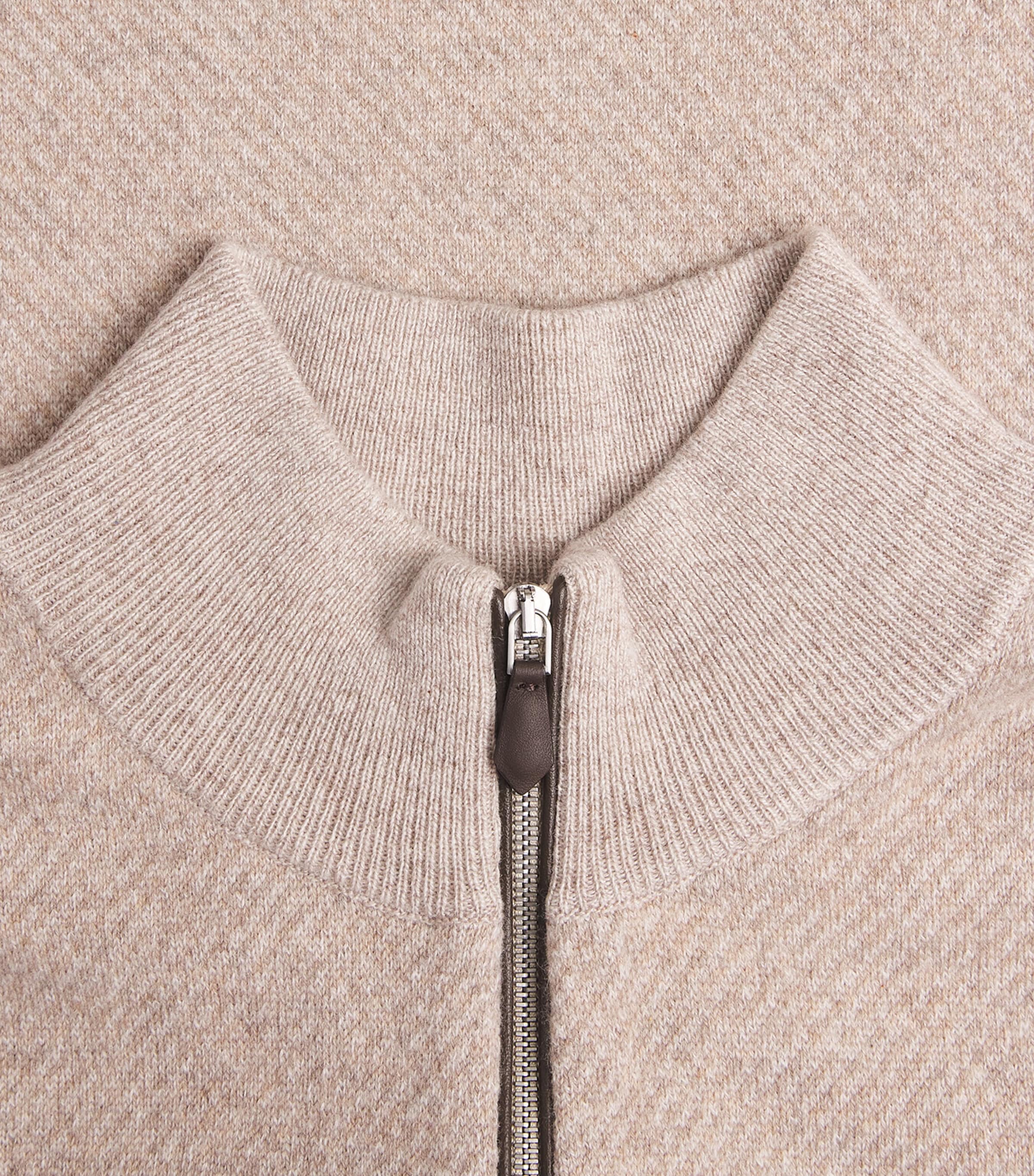 N.Peal Mens Cashmere Quarter-Zip Temple Sweater Toasted Sesameoatmeal Image 6