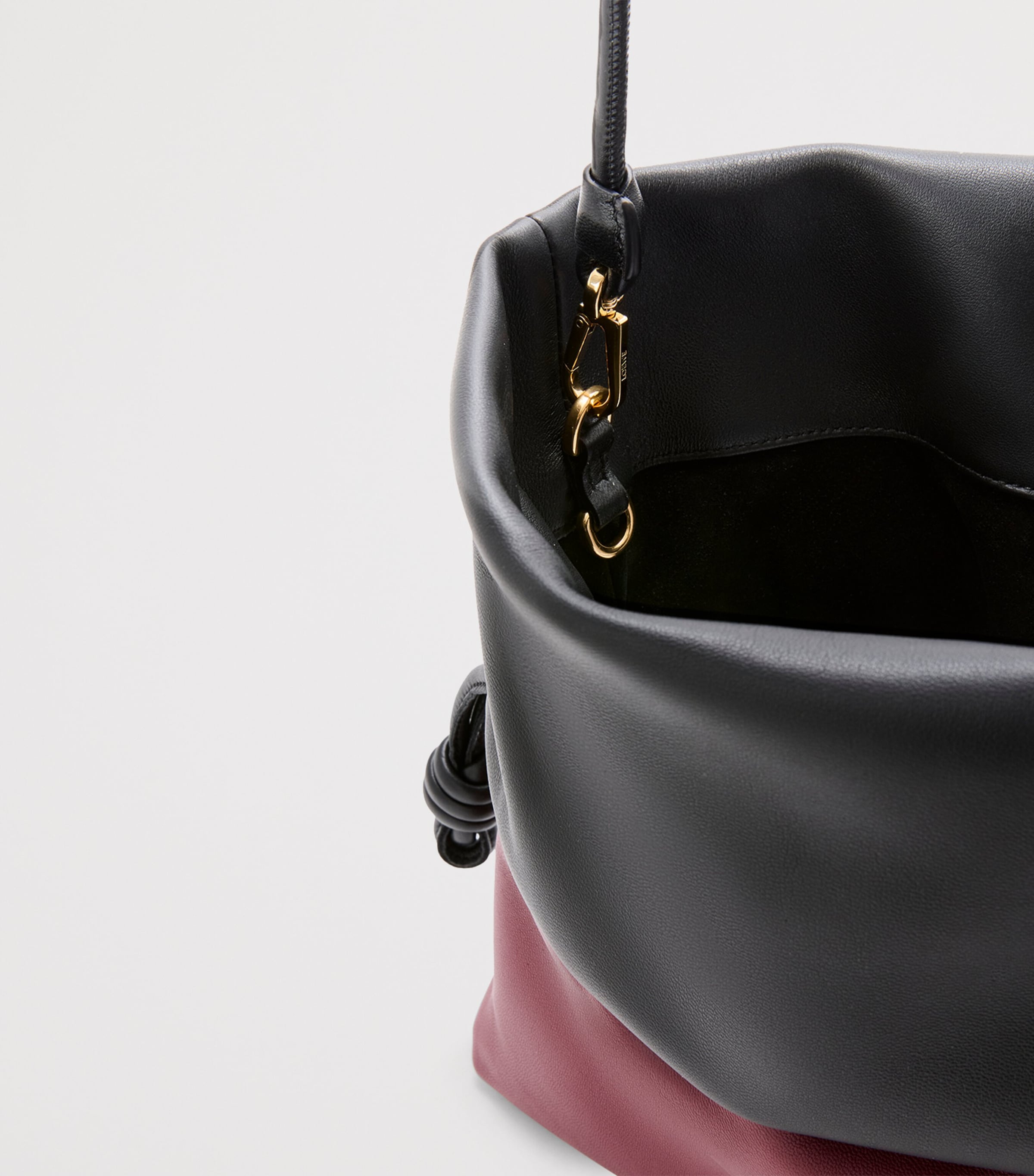 LOEWE Leather Flamenco Rolled Top-Handle Bag Black/copper Red Image 10
