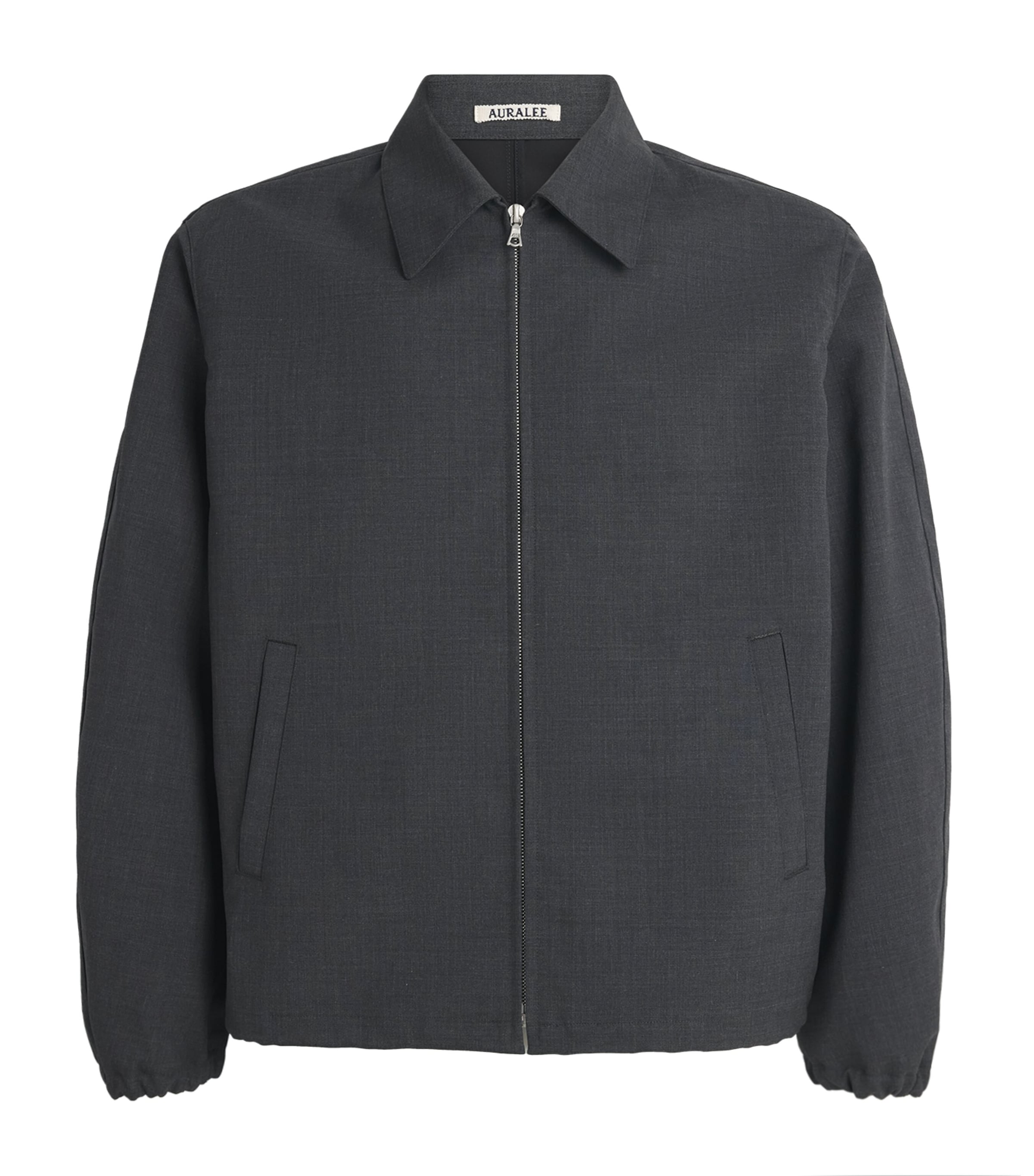Auralee Mens Wool Bomber Jacket Top Charcoal Image 1
