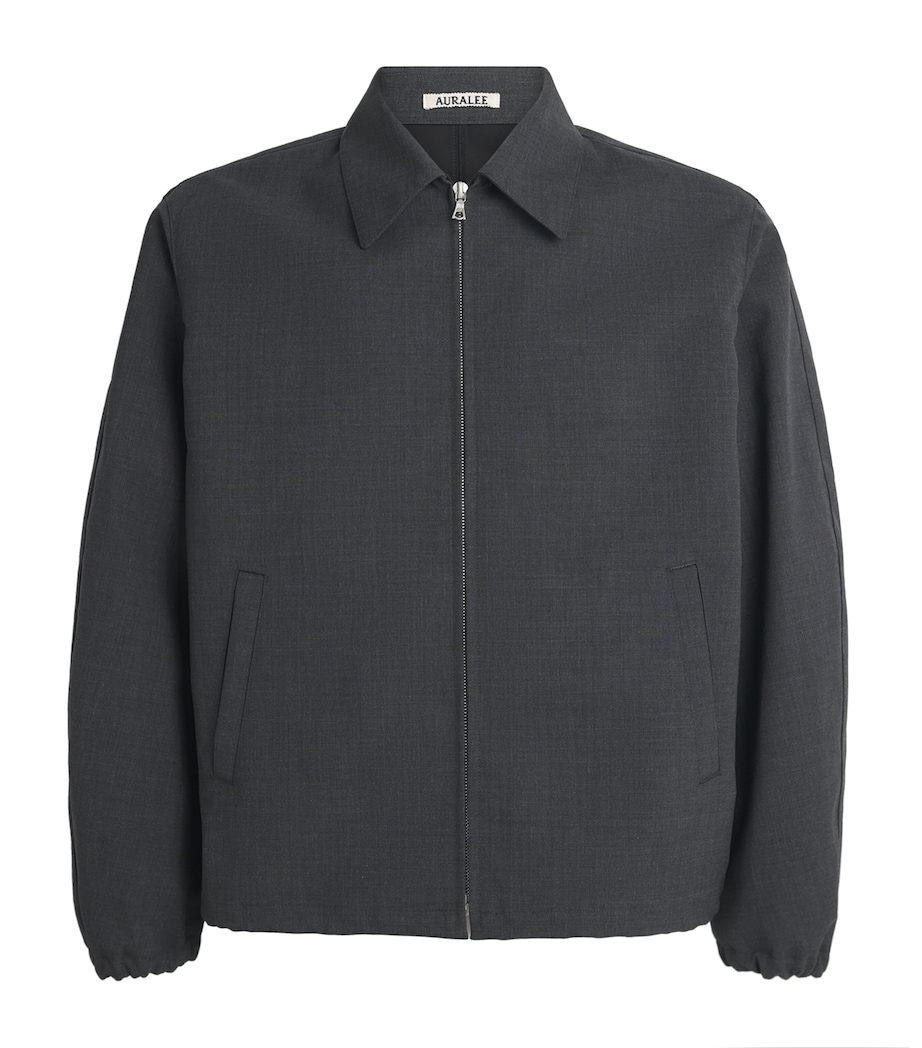 Auralee Mens Wool Bomber Jacket Top Charcoal Image 1
