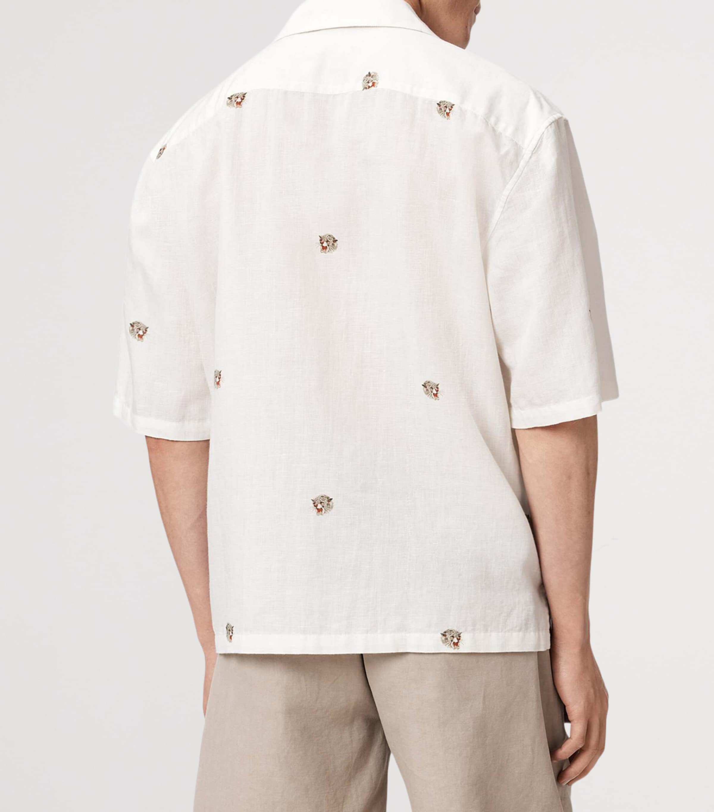 AllSaints Mens Short-Sleeve Feline Shirt Ecru Image 4