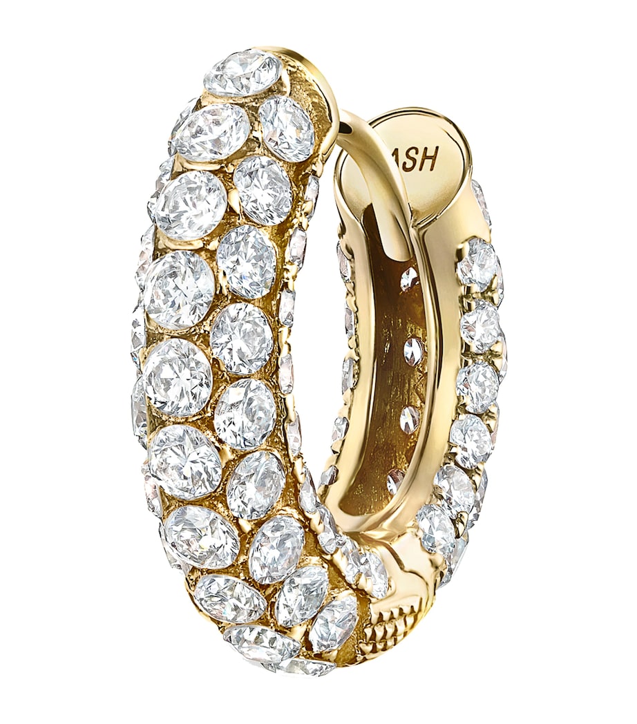 Pavé Diamond Single Hoop Earring (8mm) YELLOW GOLD Image 1