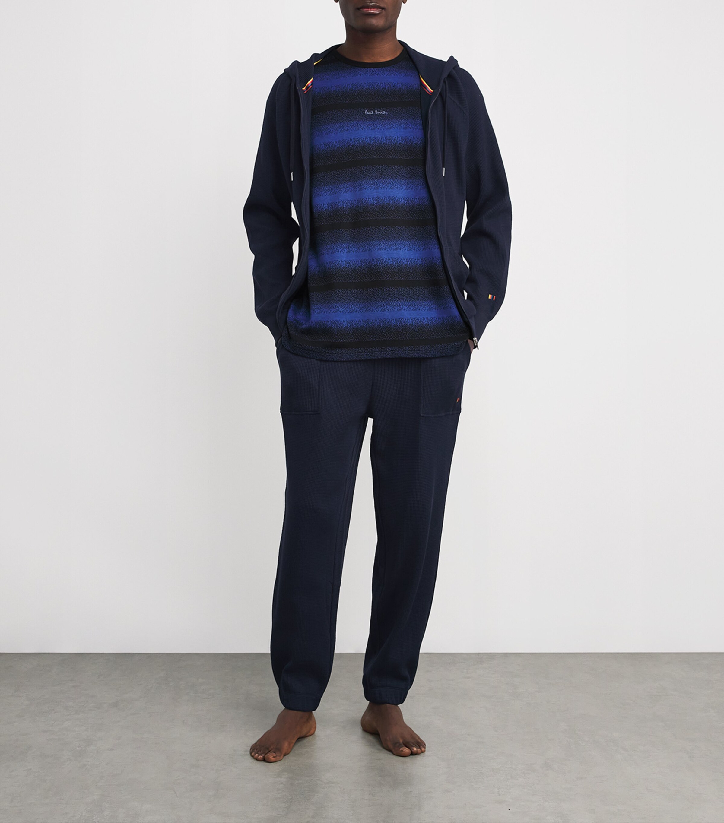 Waffle-Texture Lounge Hoodie 49 BLUE Image 2