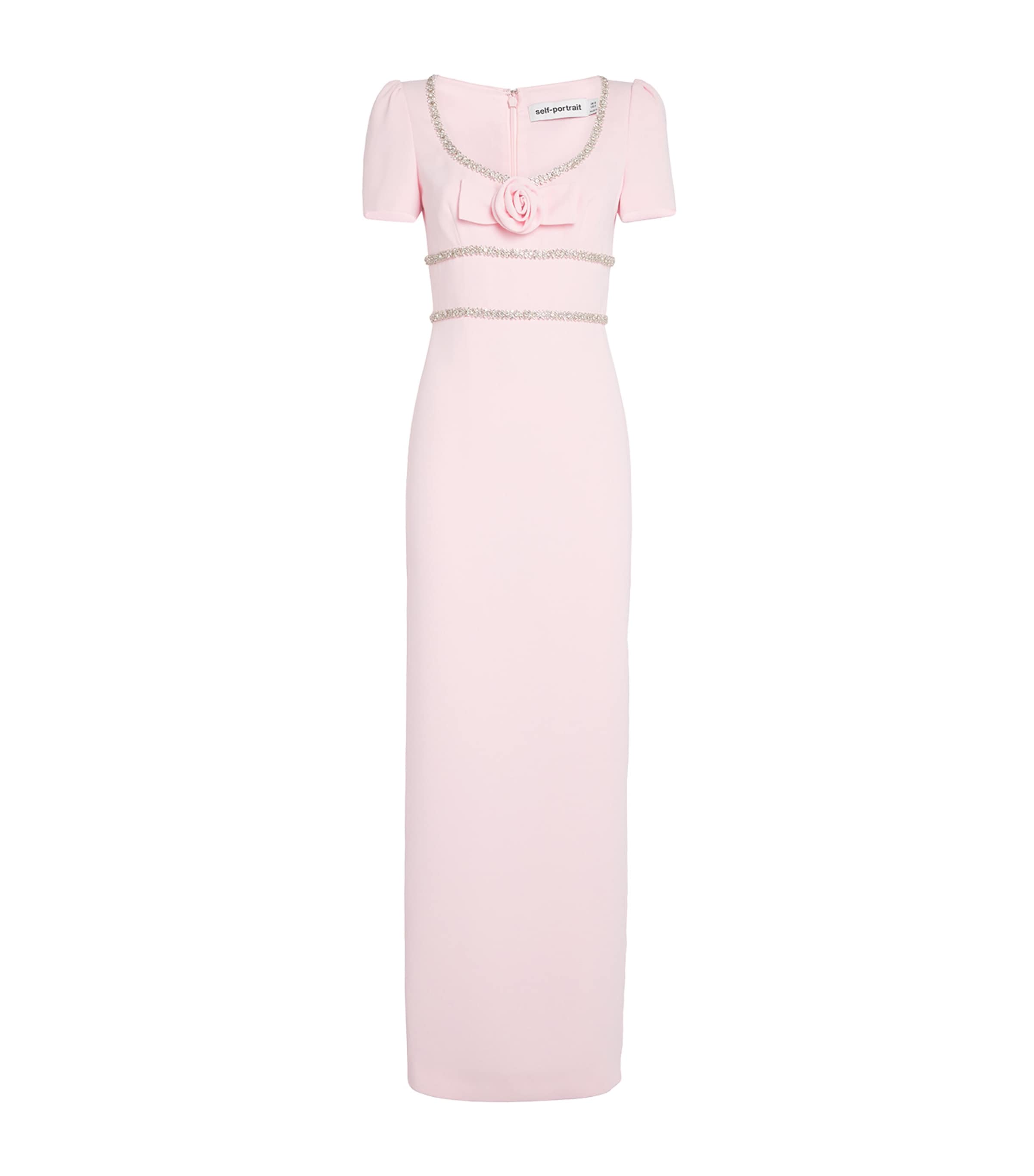 Self-portrait Crystal-embellished Rose Maxi Dress In Pink
