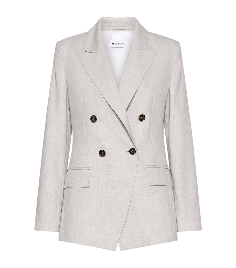 Marella Womens Double-Breasted Blazer Light Grey Image 1
