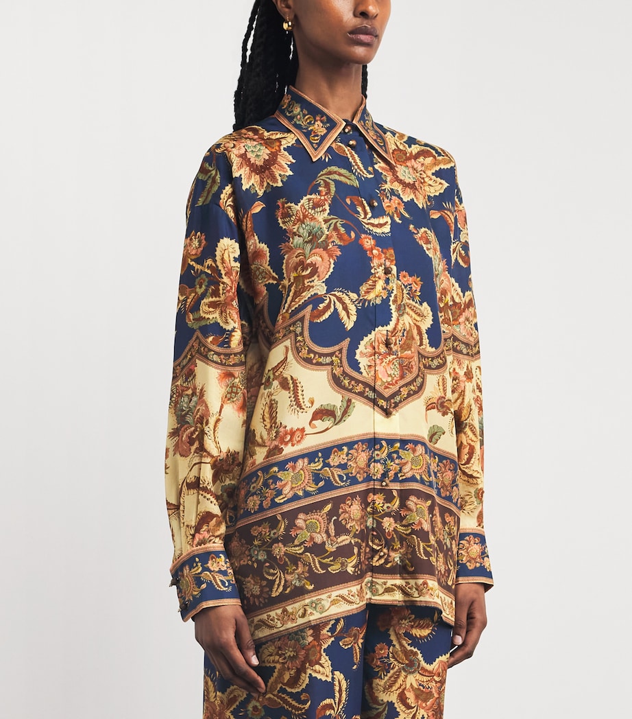 Zimmermann Womens Silk Printed Aster Shirt Njco Navy Jacobean Image 4