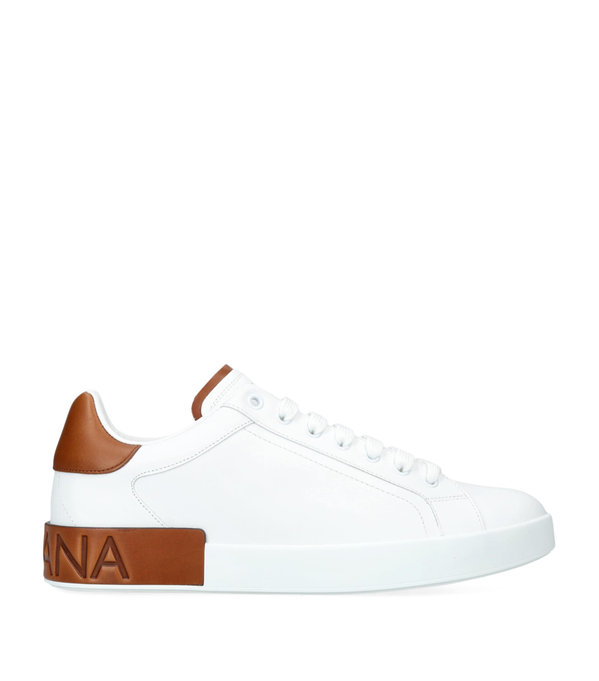 Dolce & Gabbana White Calf Leather Portofino Sneakers In White
