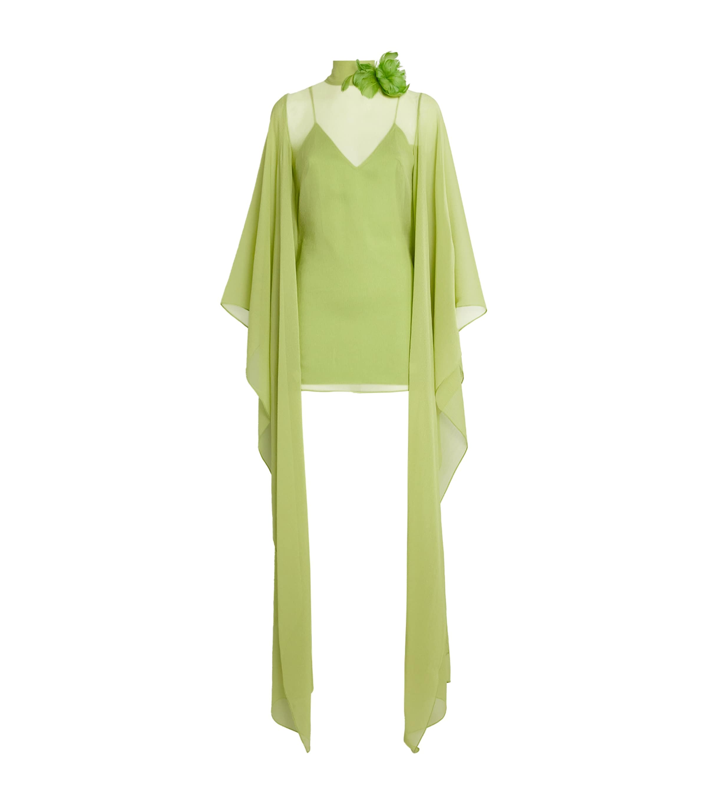 TALLER MARMO SILK FEATHER-TRIM LANZAROTE GARDEN KAFTAN