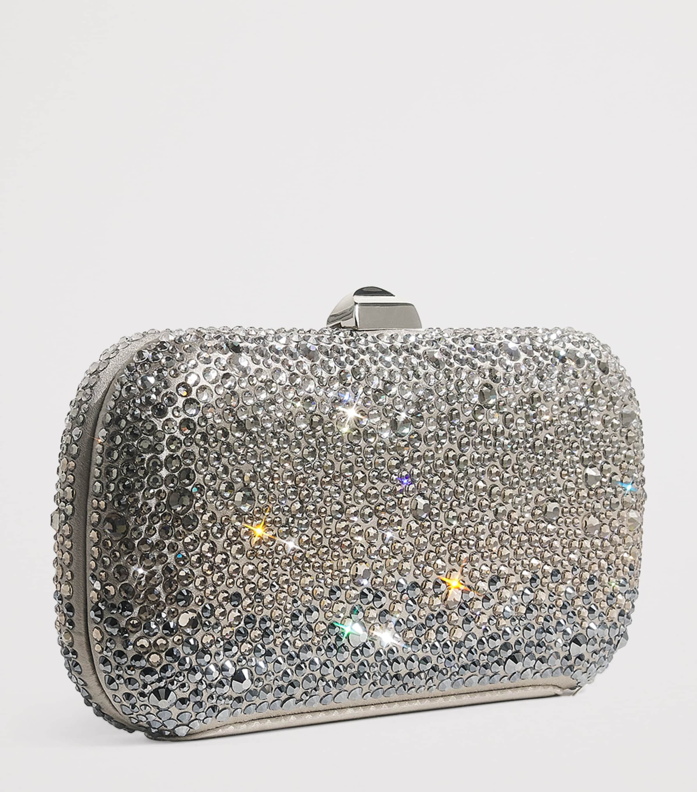 Satin Embellished Clutch Bag 0096 GREY SATIN Image 3