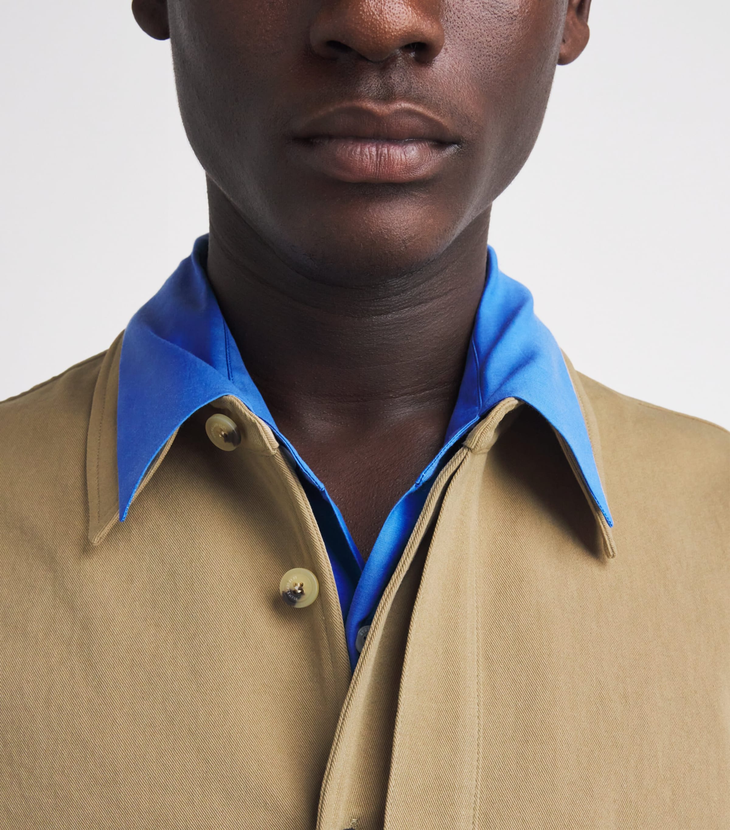 Le 17 Septembre Mens Cotton Double-Layer Overshirt Beige Image 3