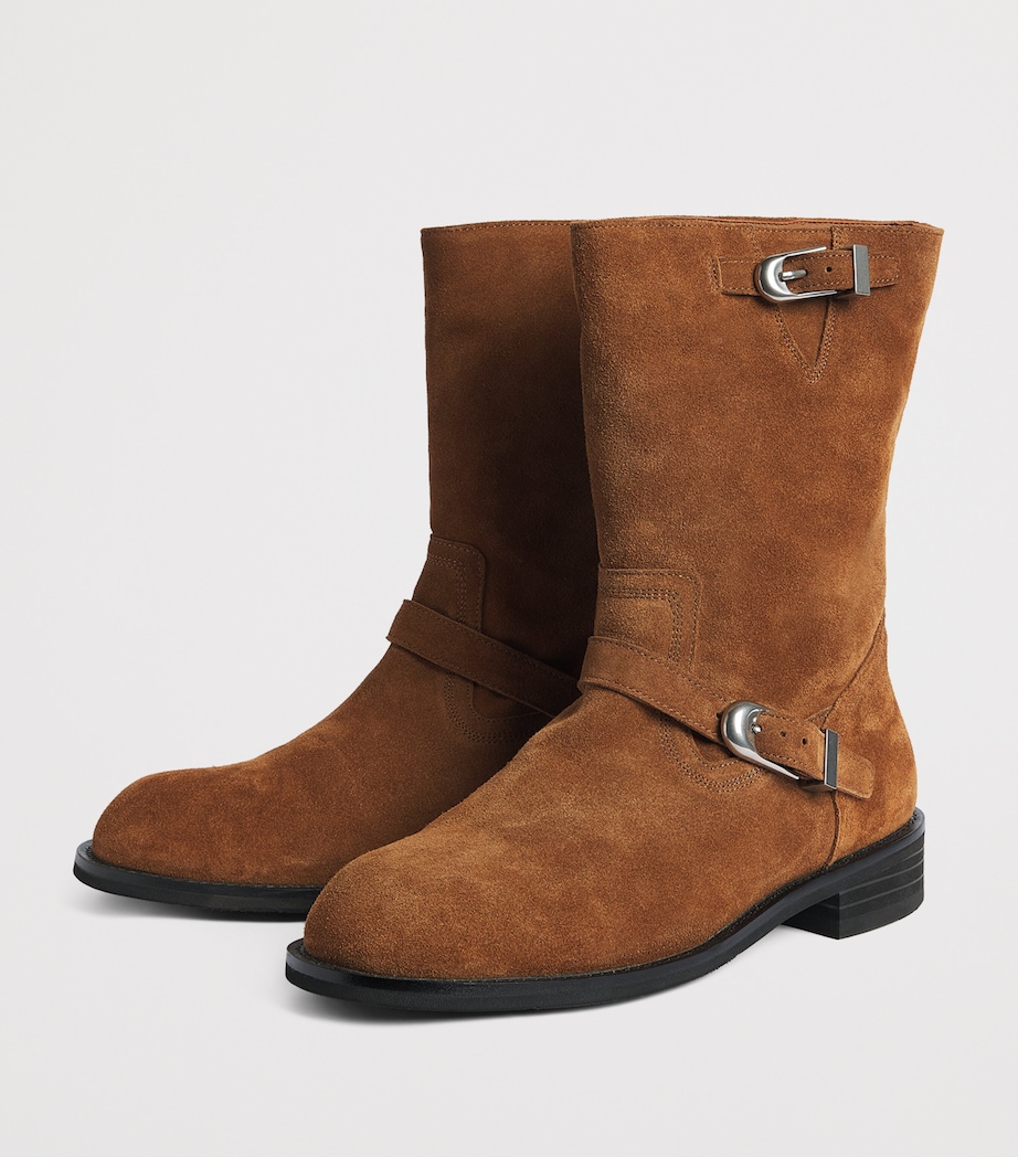 System Suede Buckle Ankle Boots Camel Image 3