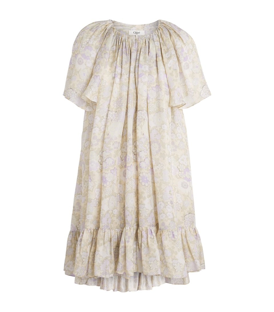 Chloé Silk Floral Print Mini Dress Multicolor Purple