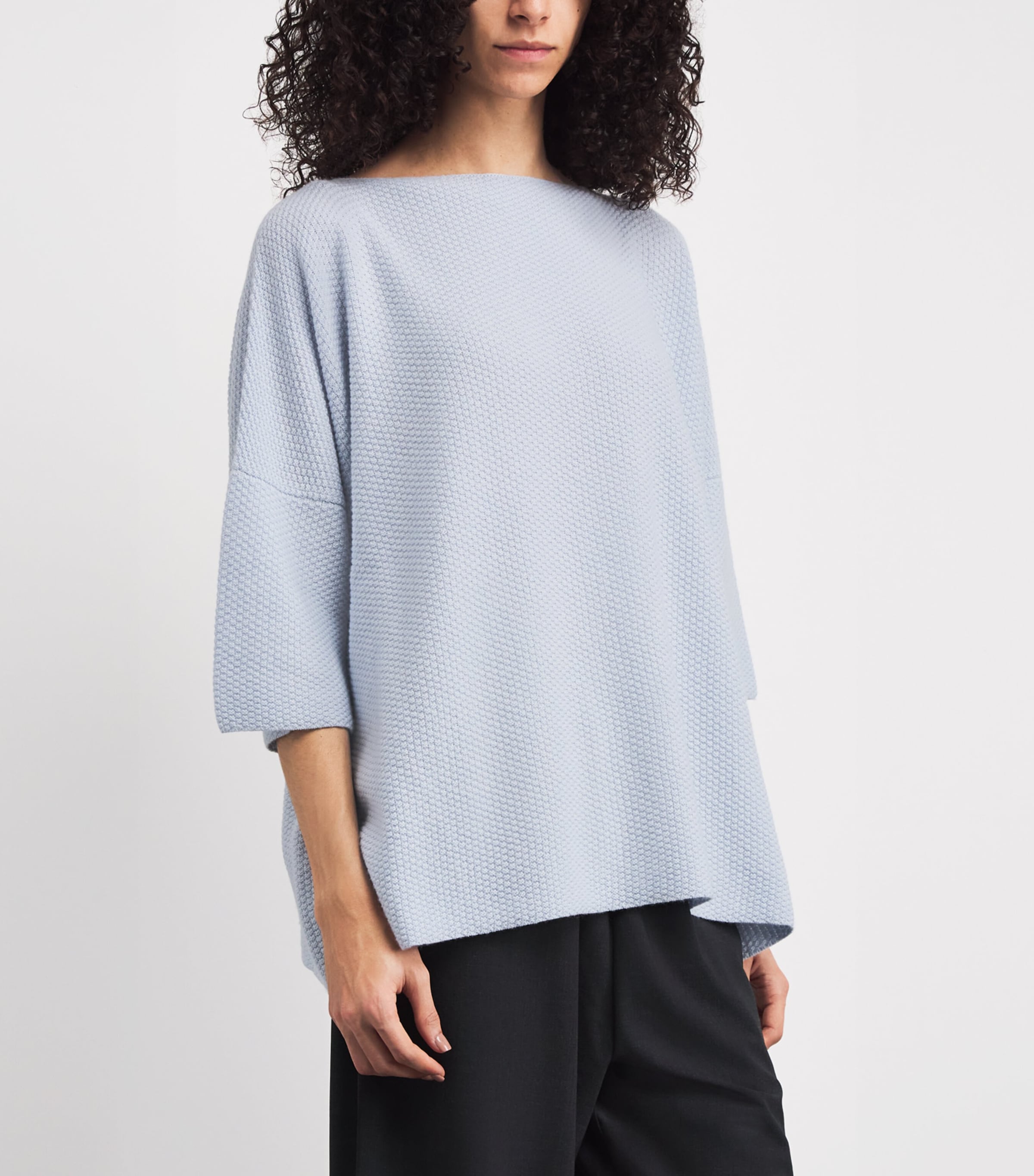 Eskandar Womens Cashmere Square-Neck Sweater Brgtnbl Image 4