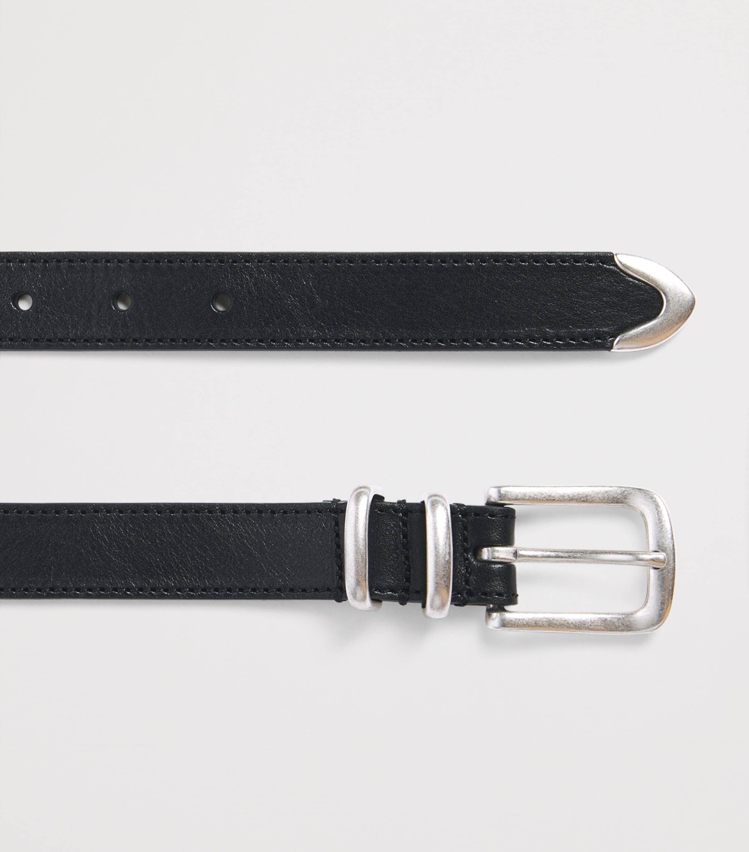 Molebo Leather Double-Loop Western Belt Black Leather Image 2