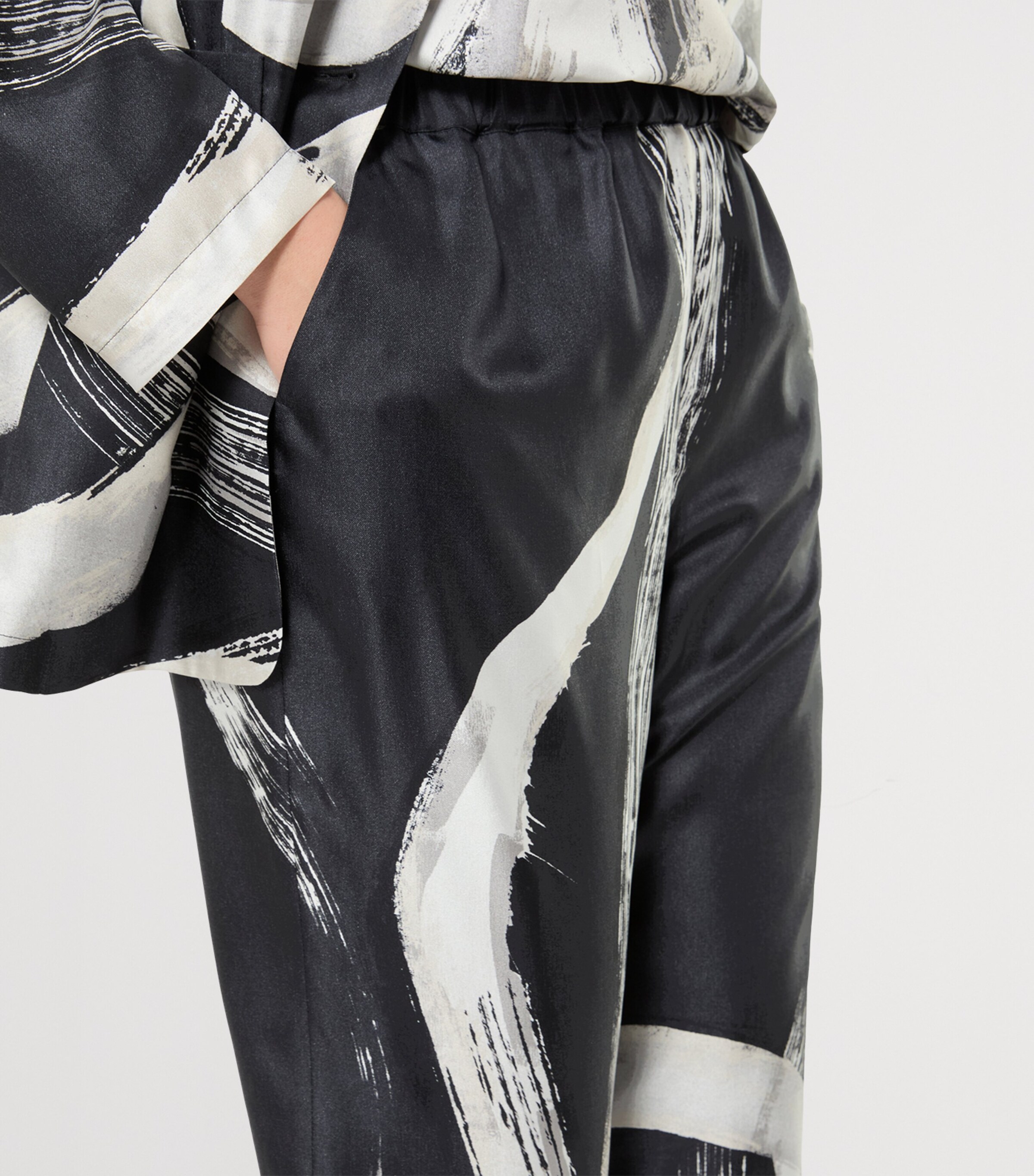 Marina Rinaldi Womens Silk Printed Trousers Black White Image 5