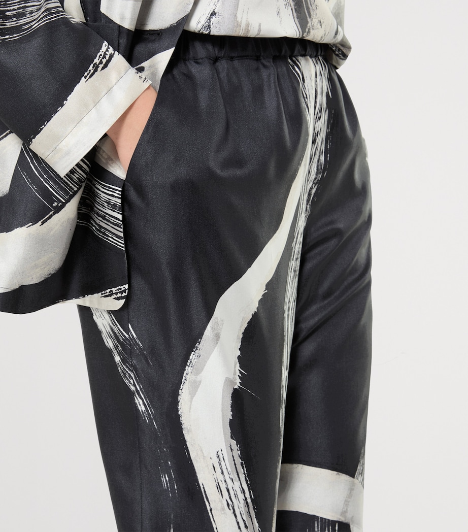 Marina Rinaldi Womens Silk Printed Trousers Black White Image 5