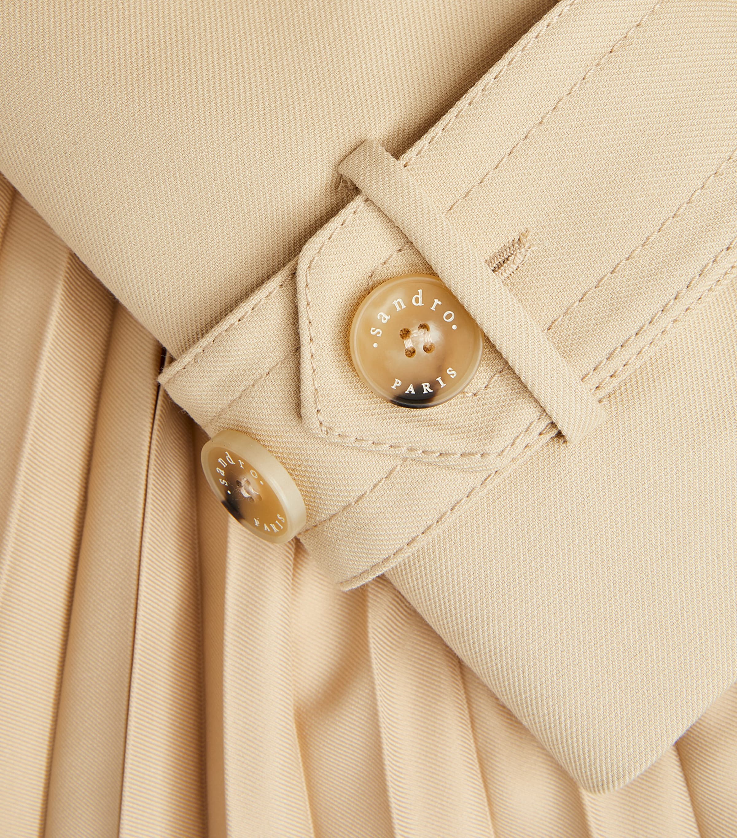 Long double-breasted coat white / beige For Women | Sandro Paris