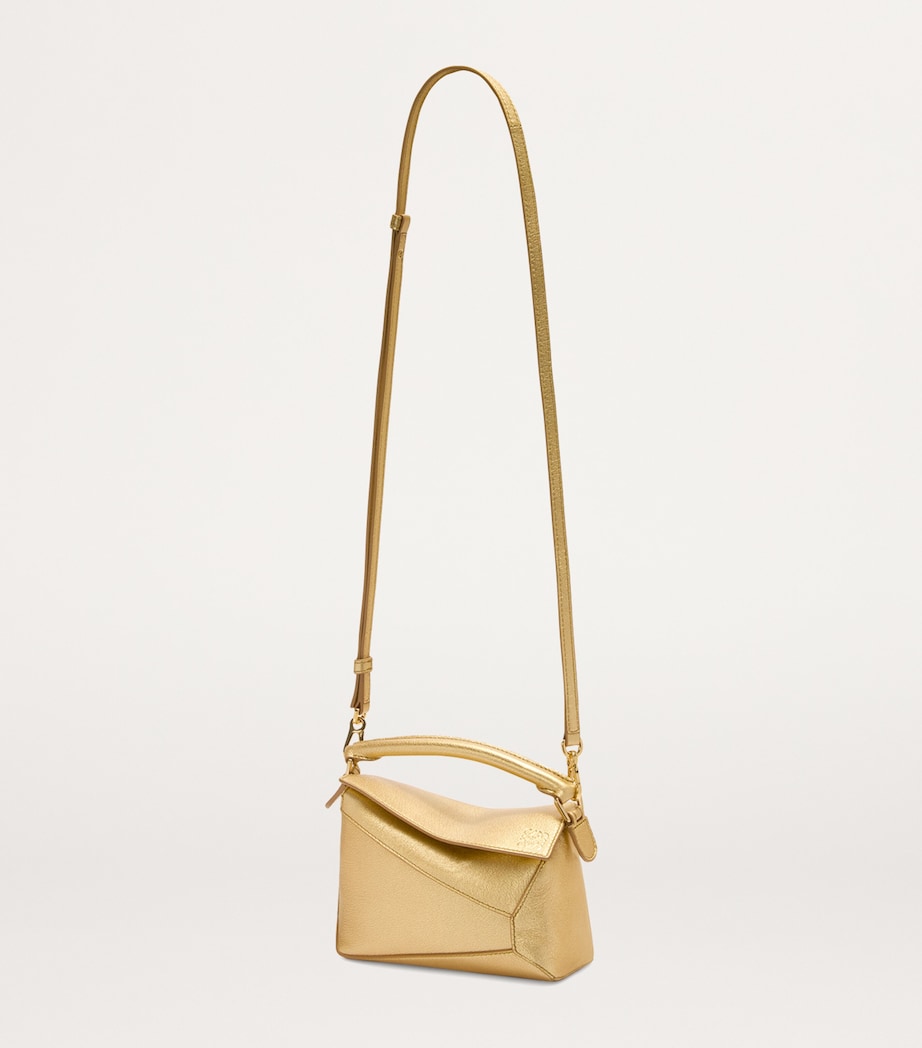 Mini Metallic Leather Puzzle Top-Handle Bag GOLD Image 5