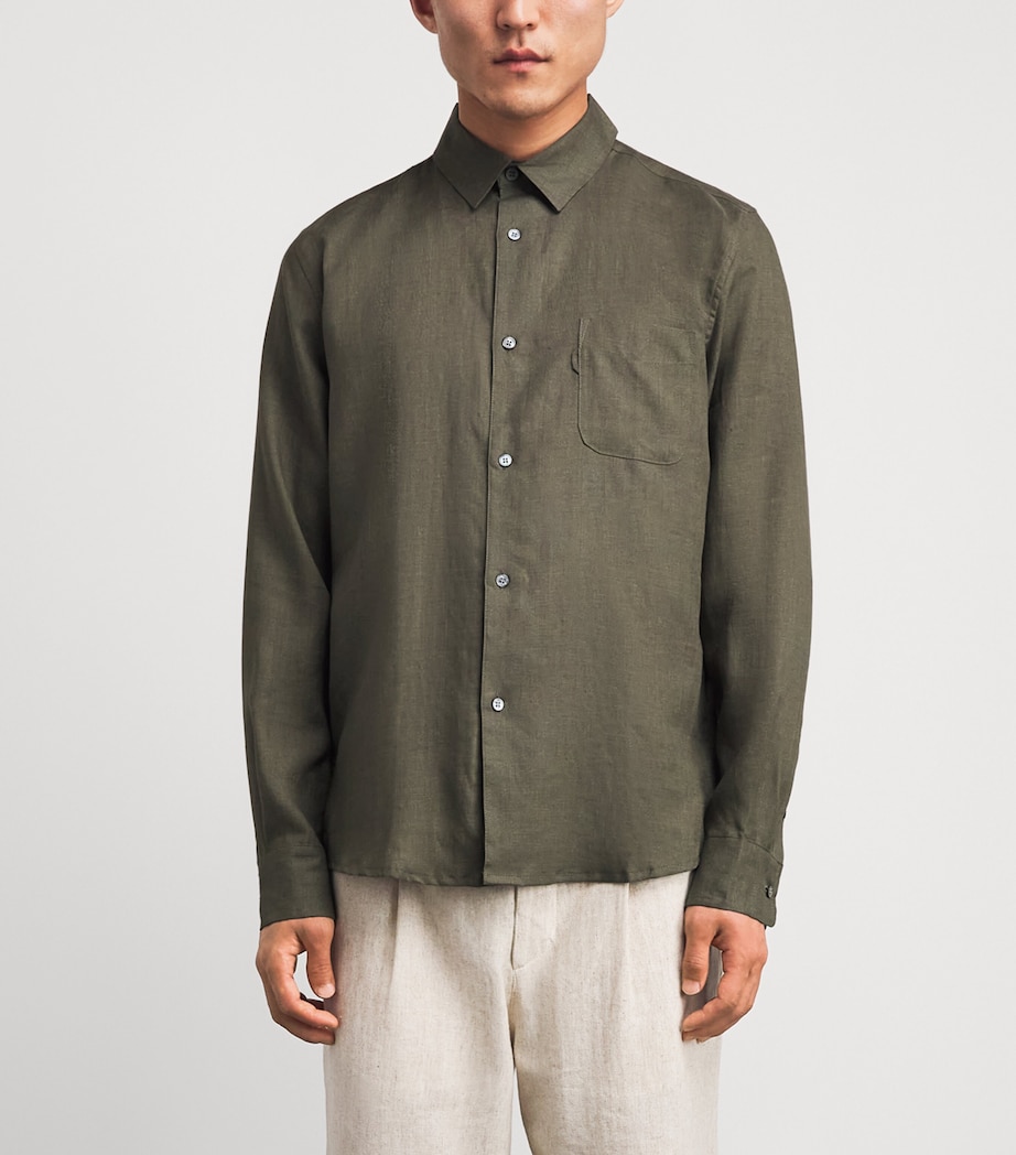 Derek Rose Mens Linen Monaco Shirt Gre Image 4