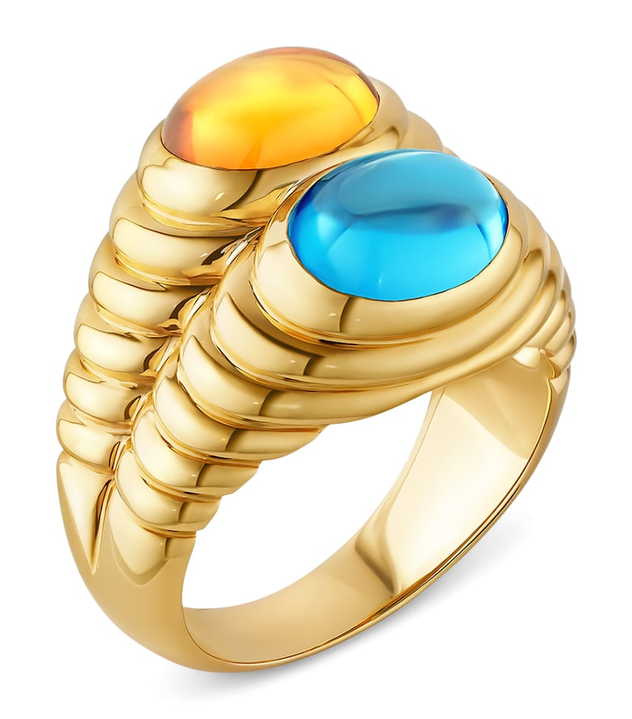 Bvlgari Yellow Gold Topaz and Quartz Doppio Baccellato Ring Yellow Gold Image 1