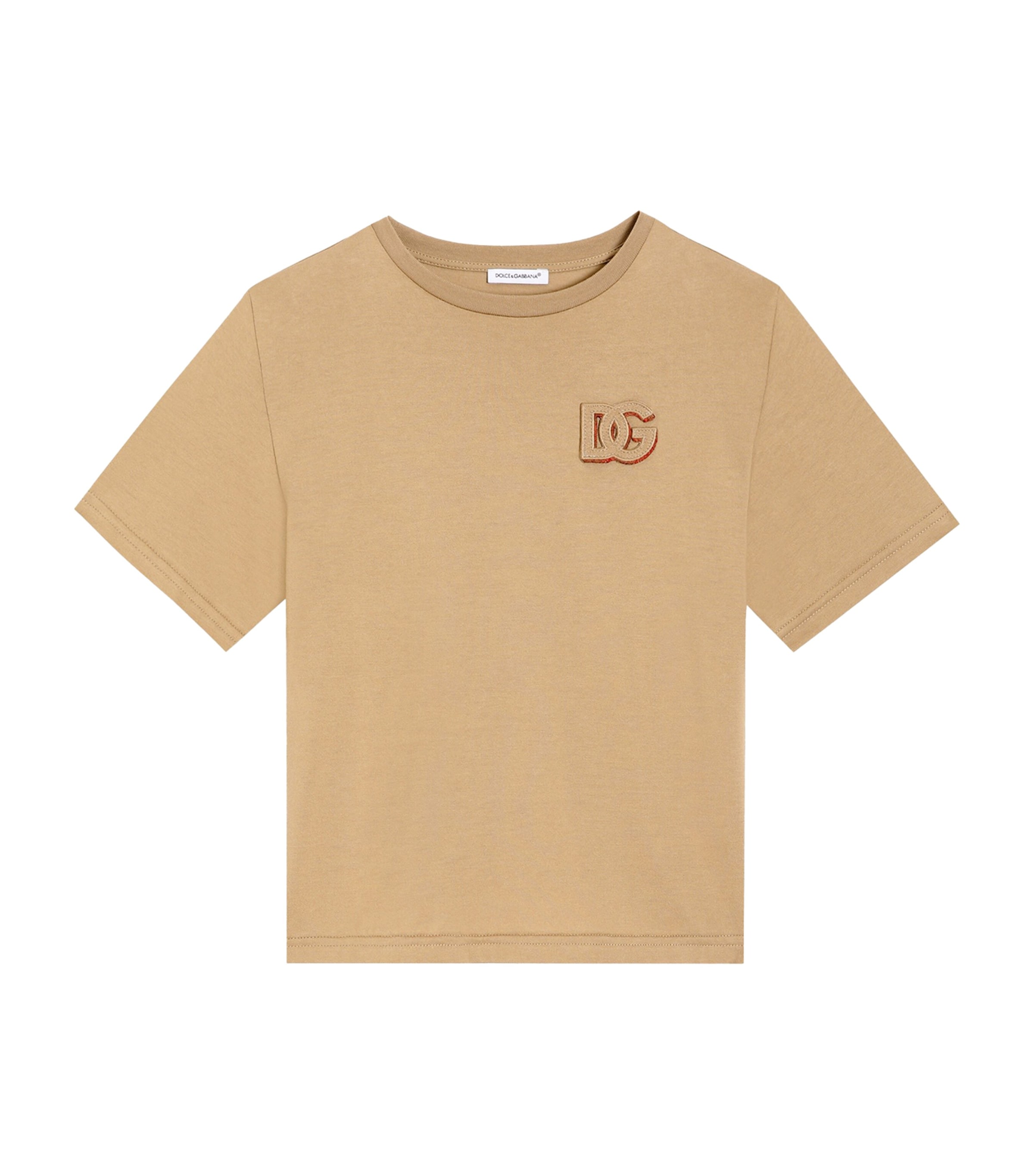 Dolce&Gabbana Kids Cotton Logo T-Shirt (8-12+ Years) Dark Sand Image 1