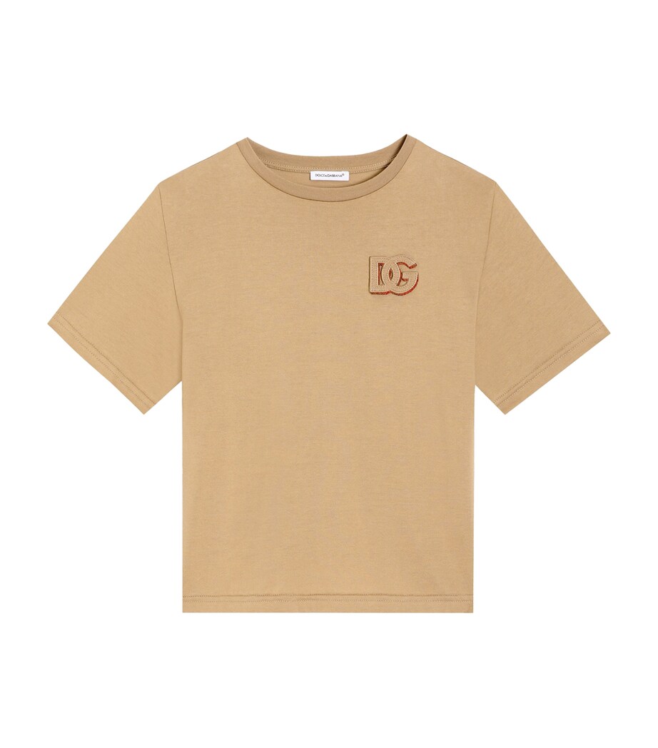 Dolce&Gabbana Kids Cotton Logo T-Shirt (8-12+ Years) Dark Sand Image 1