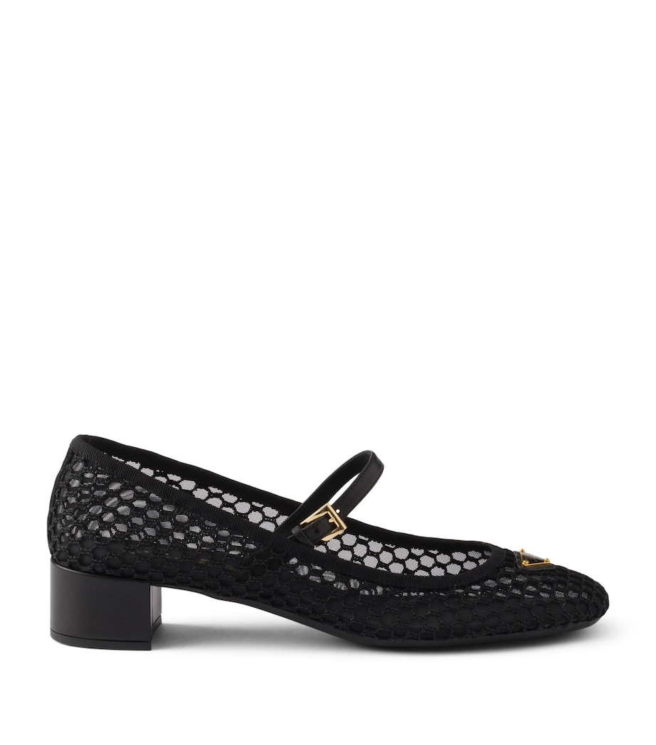 Prada Mesh Open-Work Mary Janes 35 Black Image 1