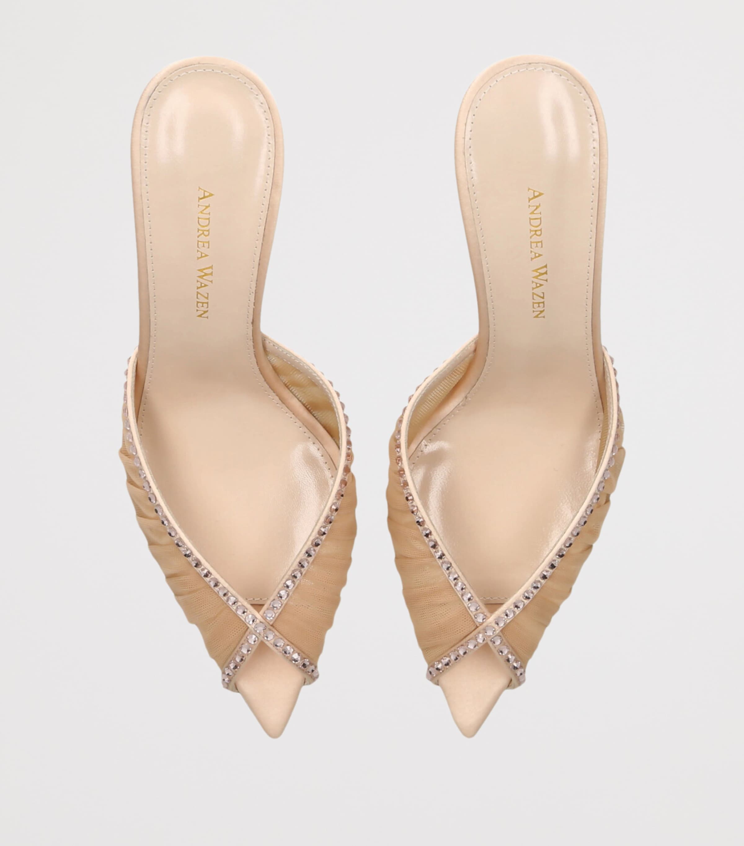 Andrea Wazen Embellished Lace Katy Heeled Mules 75 Blush Image 4