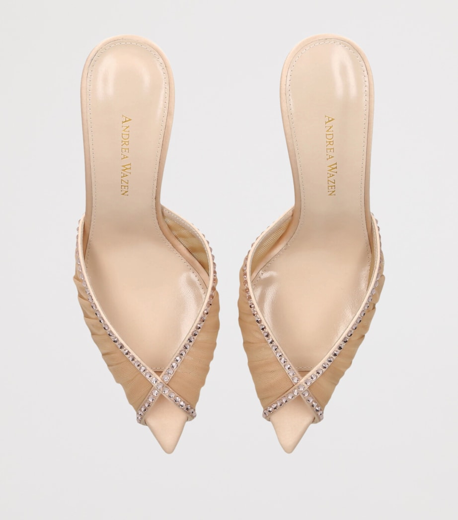 Andrea Wazen Embellished Lace Katy Heeled Mules 75 Blush Image 4
