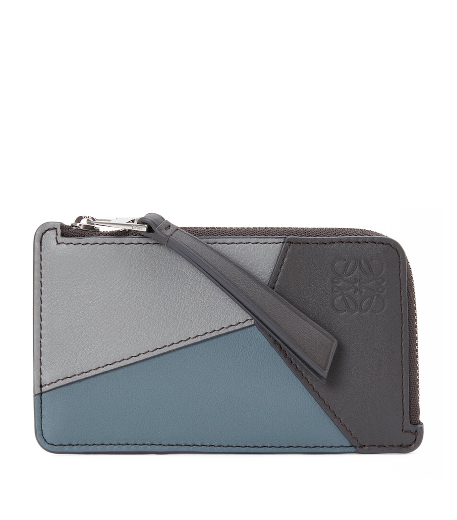 Leather Puzzle Coin Card Holder GREY/STORM BLUE Image 1