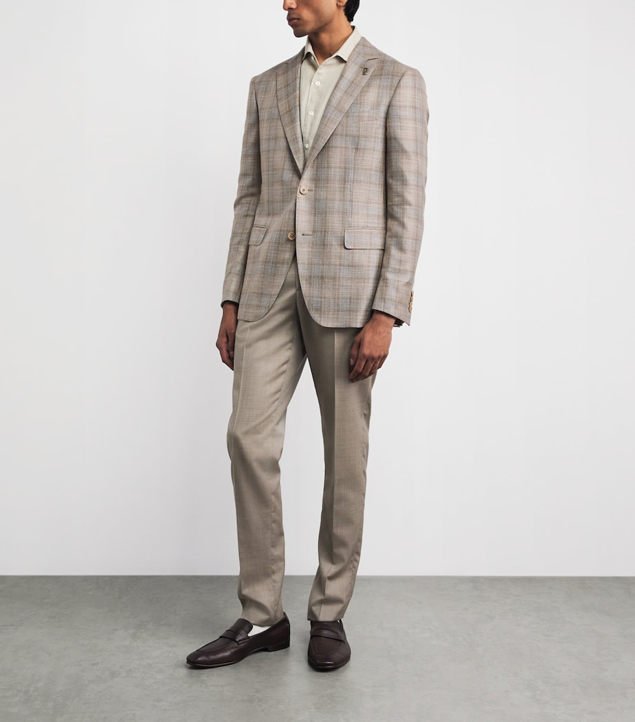 Pal Zileri Mens Wool-Silk-Linen Vicenza Blazer Light Brown Image 2