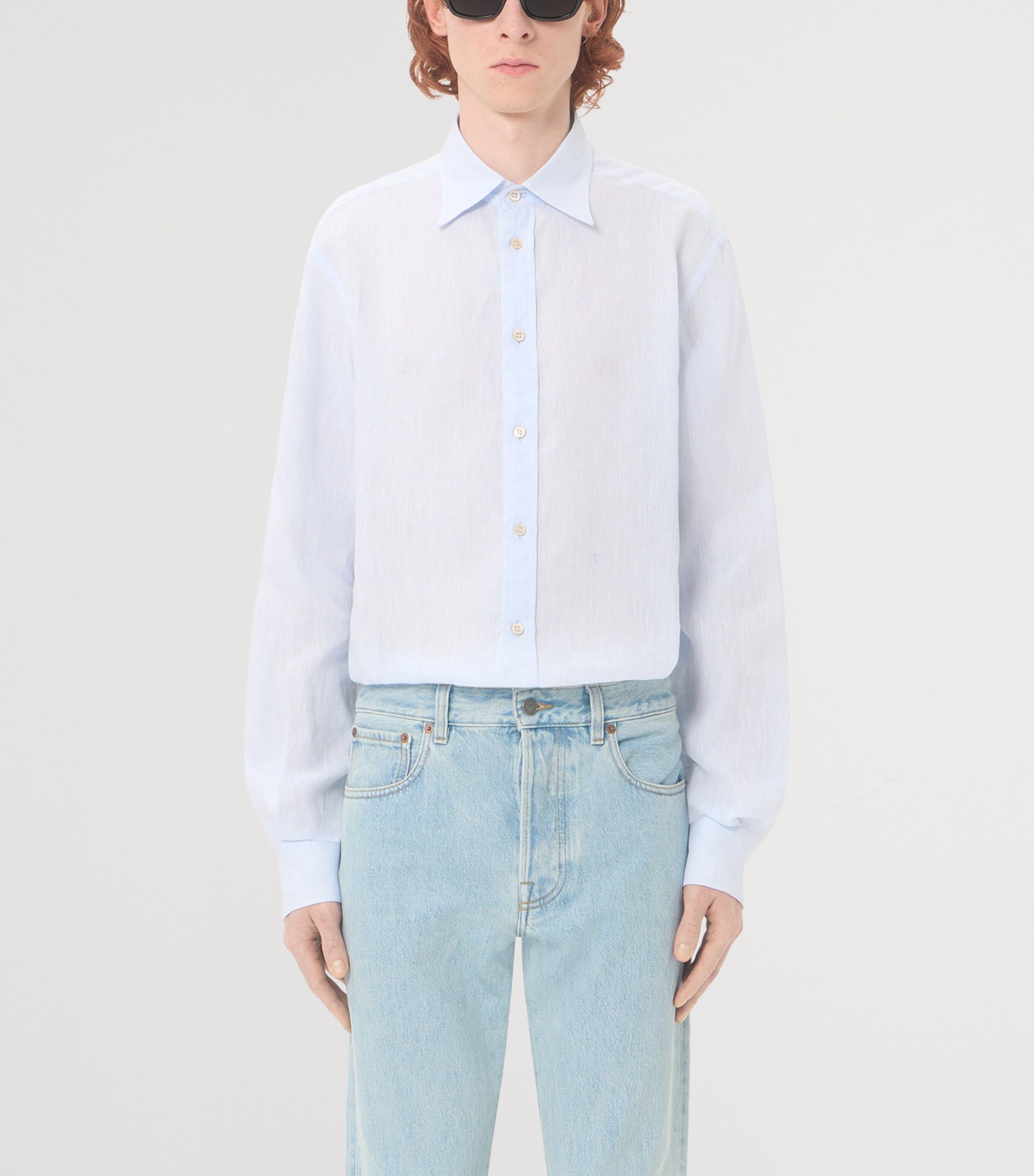 Valentino Mens Linen VLogo Embroidery Shirt Image 3