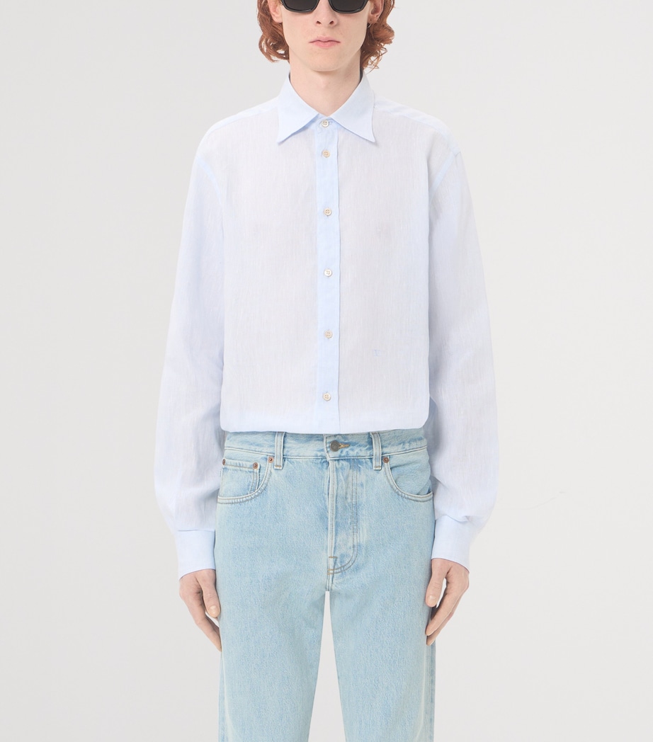 Valentino Mens Linen VLogo Embroidery Shirt Image 3