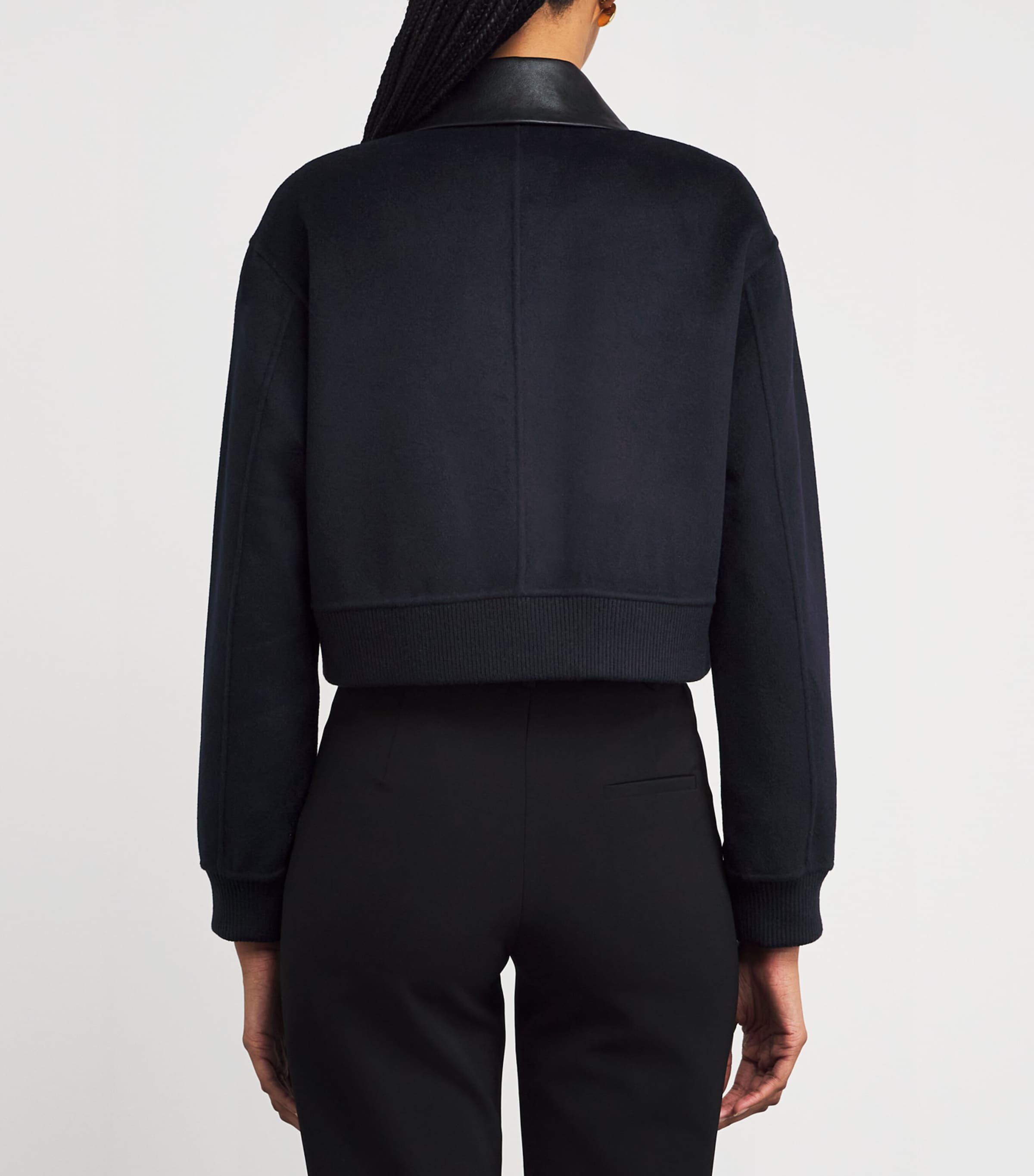 Wool-Blend Collared Jacket NAVY Image 4