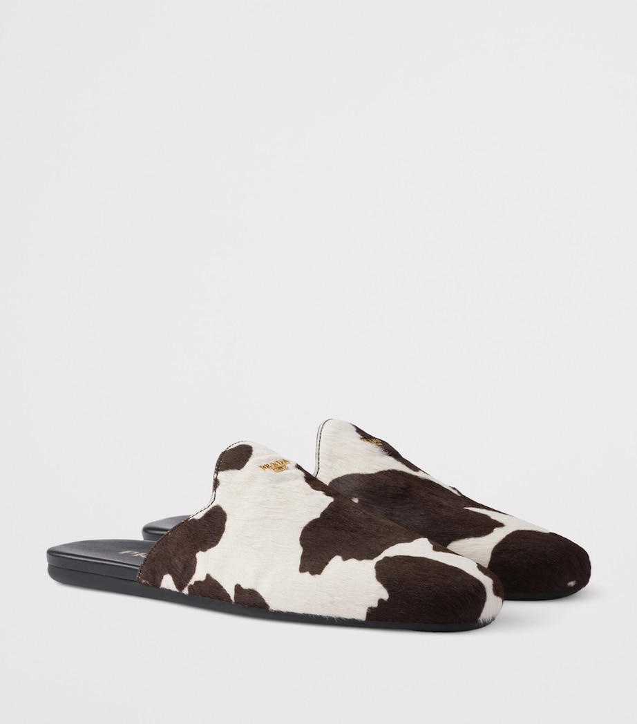 Leather Cow Print Mules F0G3N Image 2