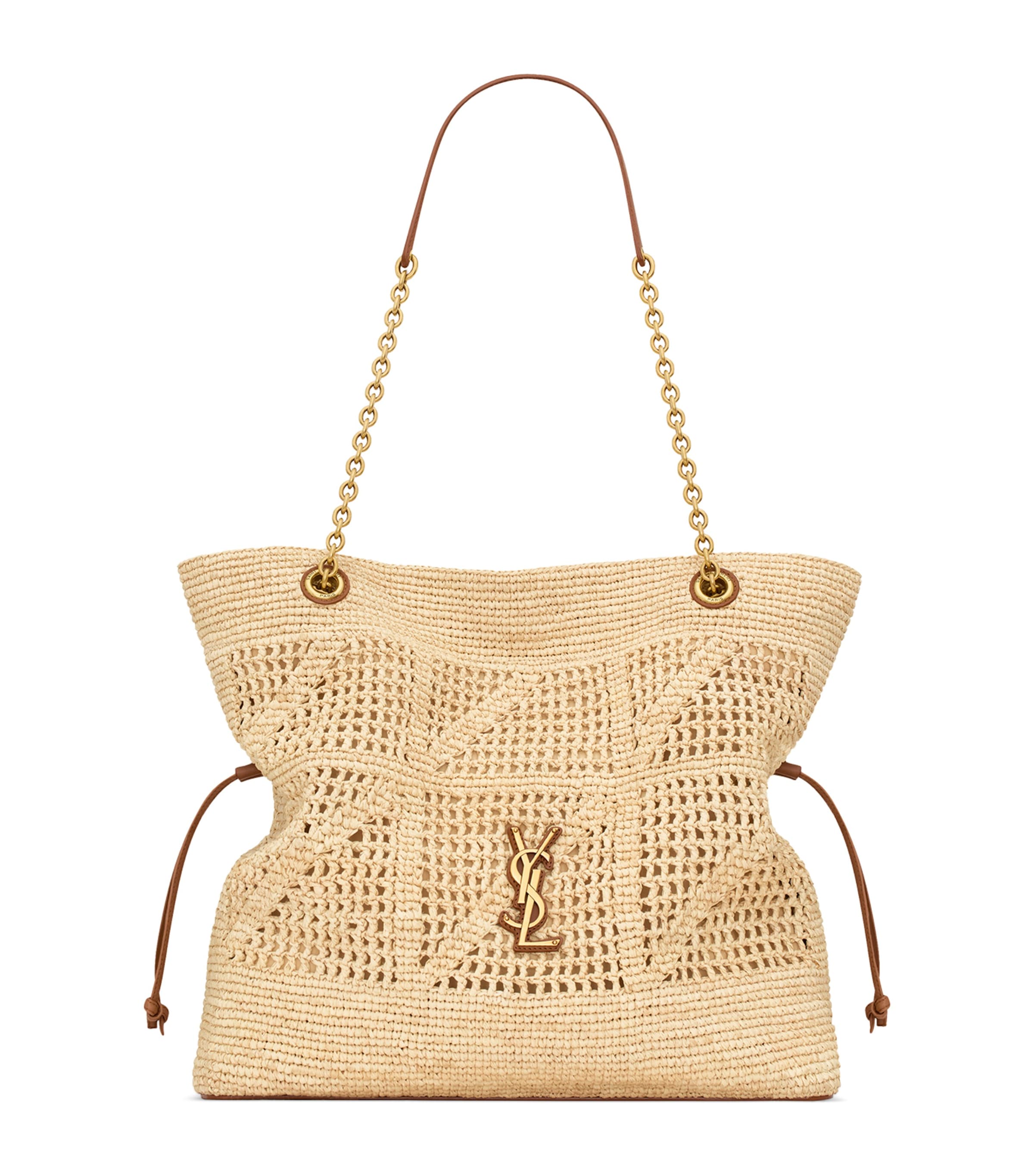 Saint Laurent Raffia Jamie Shopping Bag In Sand