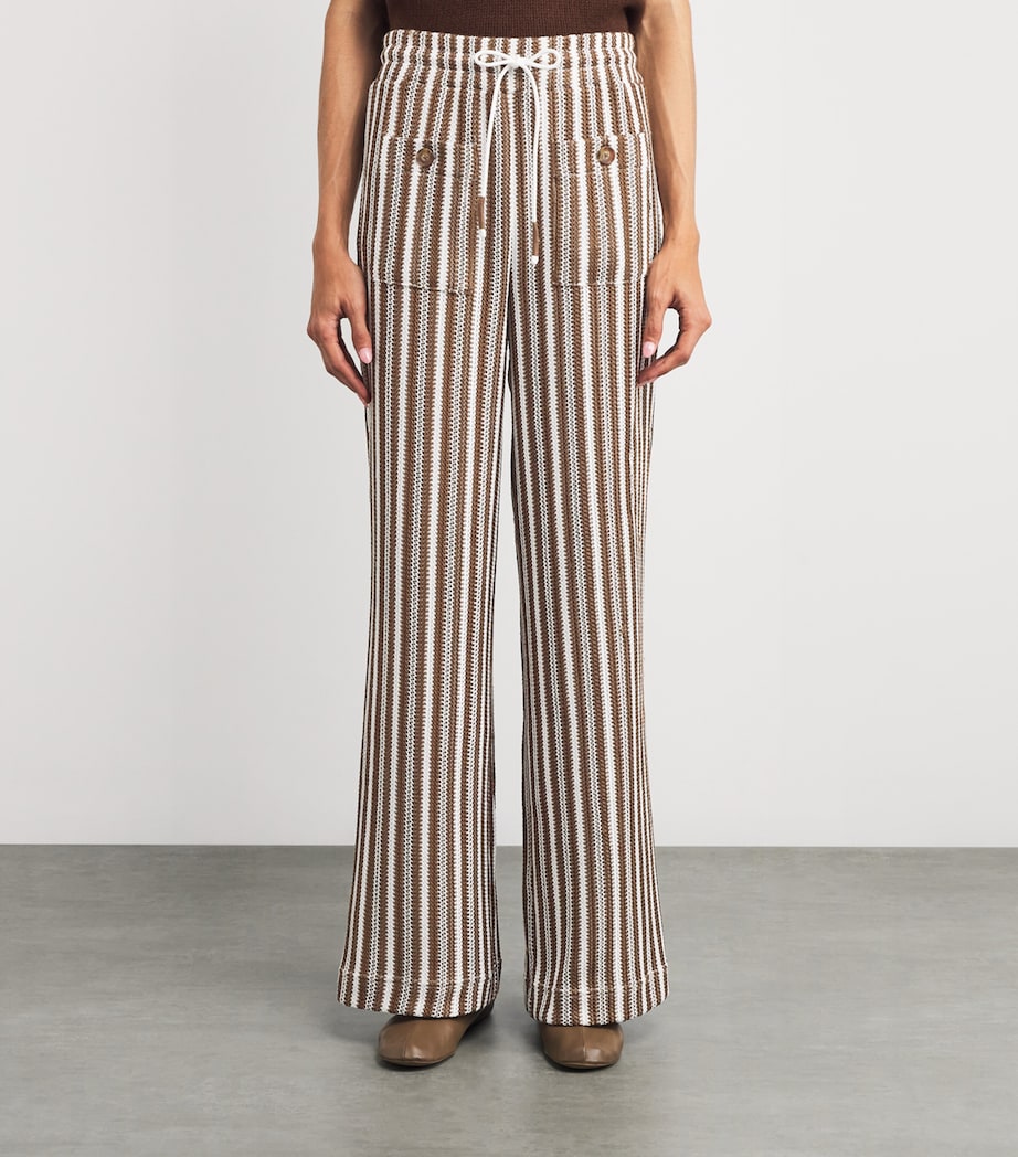 Zosia Straight Trousers W0372 WHITE/BROWN Image 3