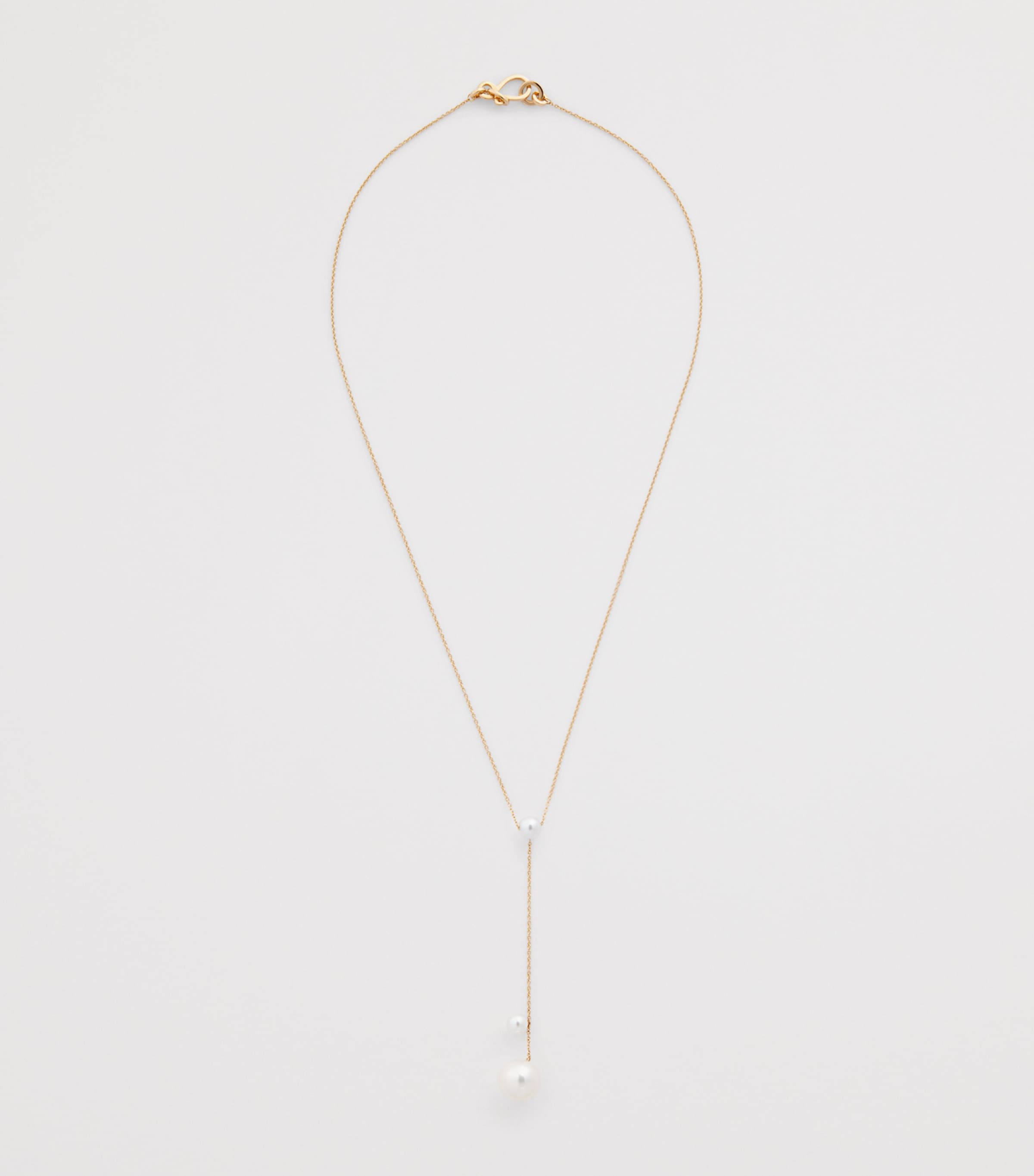 Yellow Gold and Pearl Trois Moon Necklace YELLOW GOLD Image 3