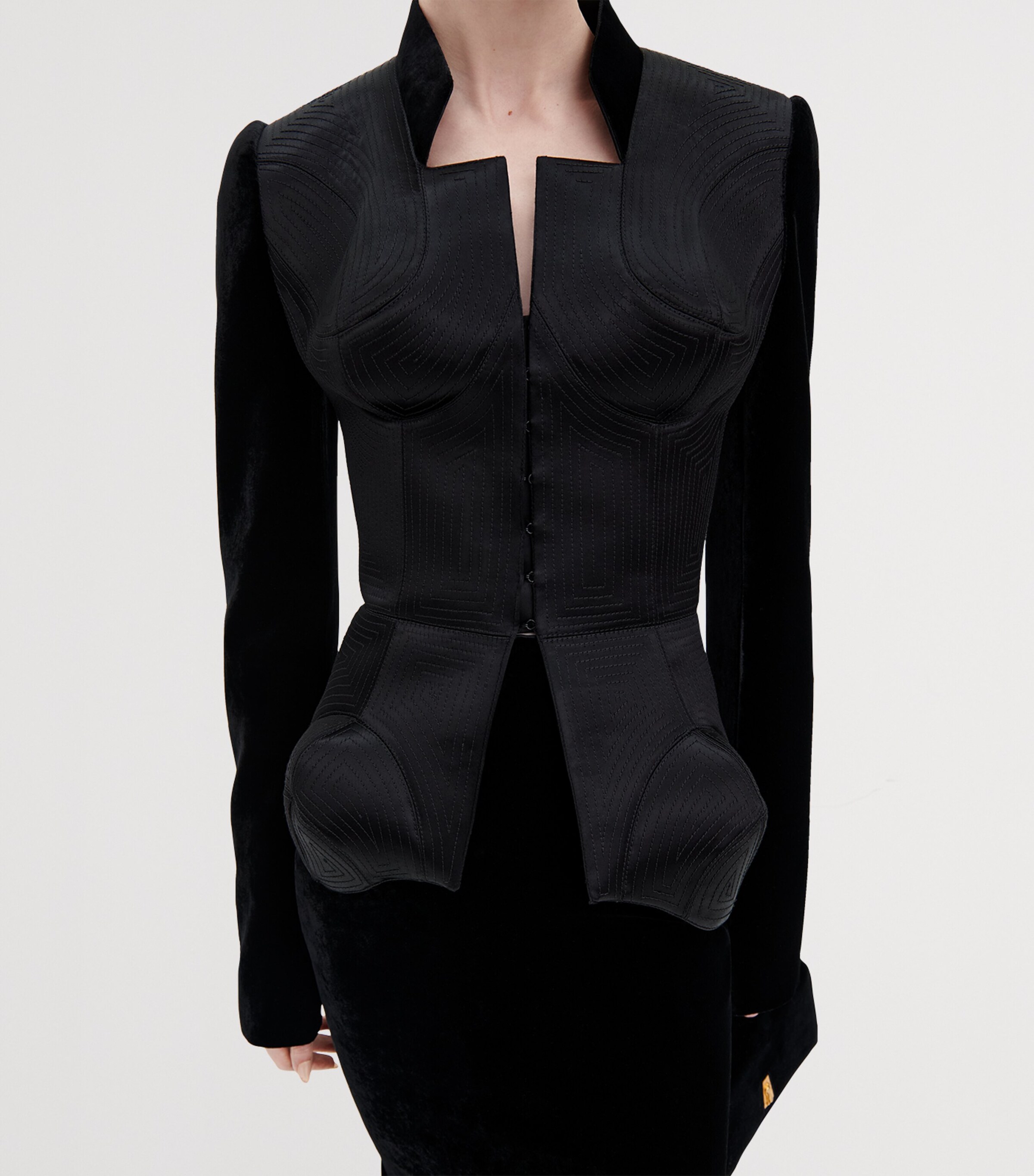 Schiaparelli Womens Satin-Velvet Embroidered Elsa Jacket Black Image 5