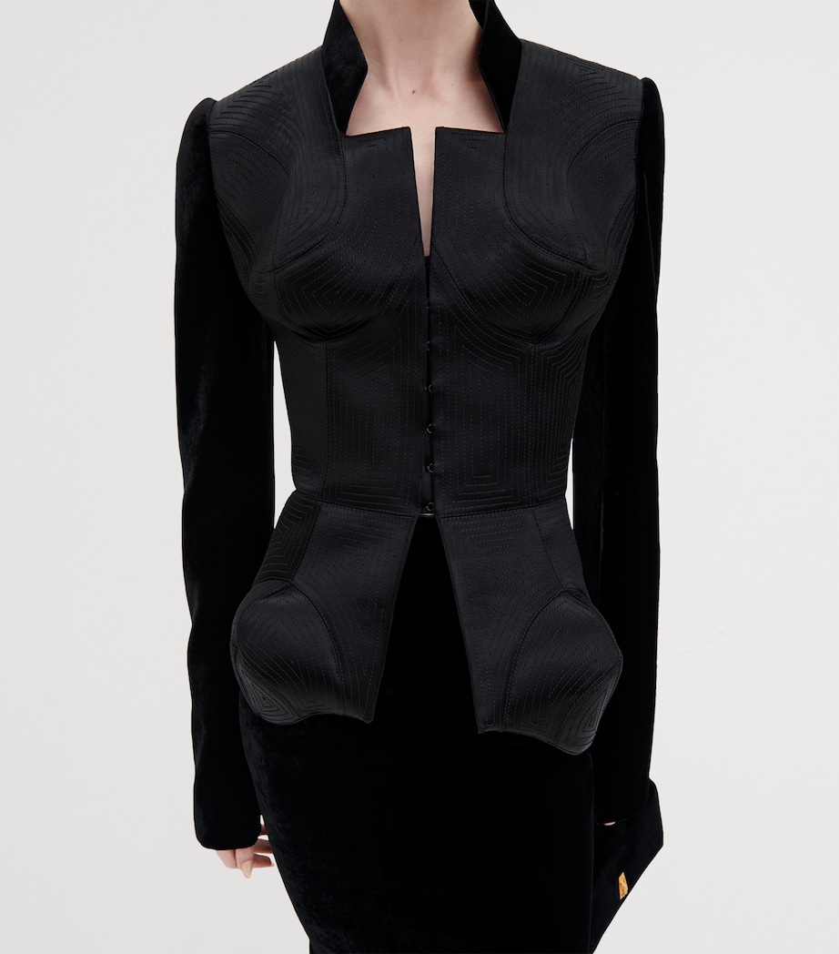 Schiaparelli Womens Satin-Velvet Embroidered Elsa Jacket Black Image 5