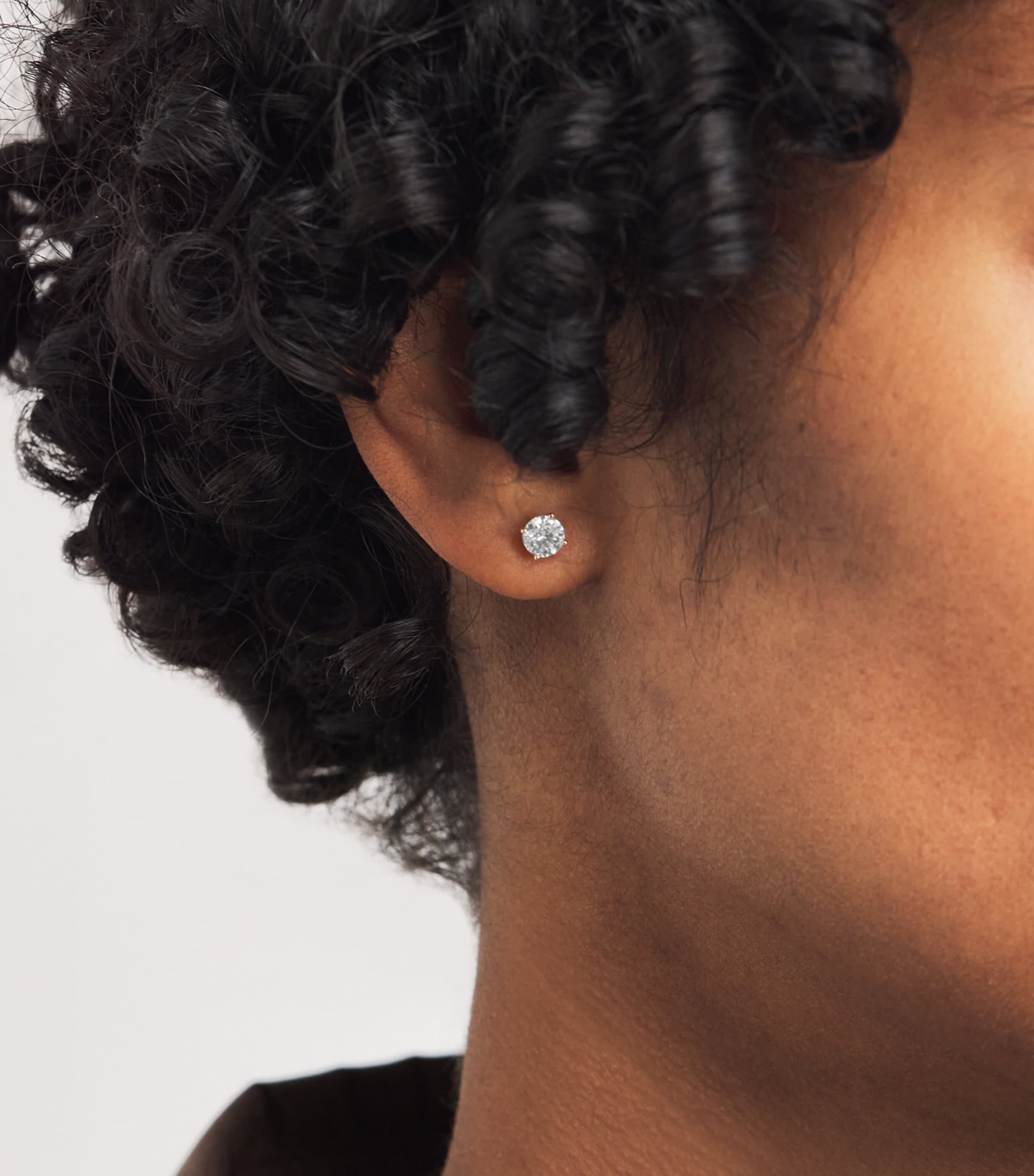 Harrods Rose Gold and Diamond Stud Earrings (1.00ctw) Rose Gold Image 2