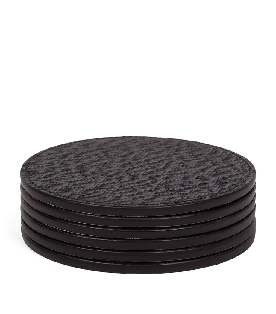 Smythson Panama Leather Coasters (Set of 6) Black Image 2
