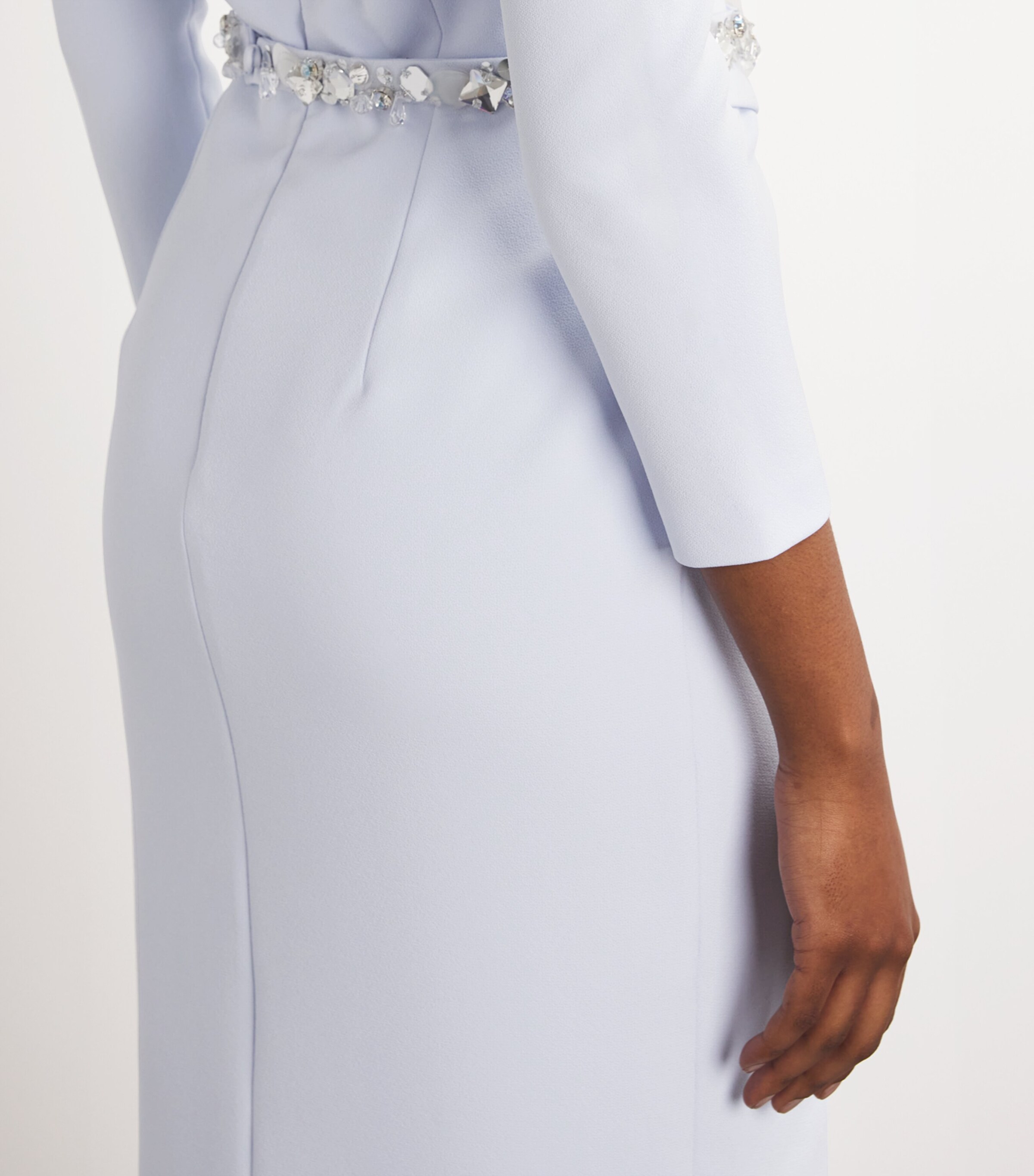 Safiyaa Womens Stretch-Crepe Frill-Trim Mahir Maxi Dress Silk Blue Image 4