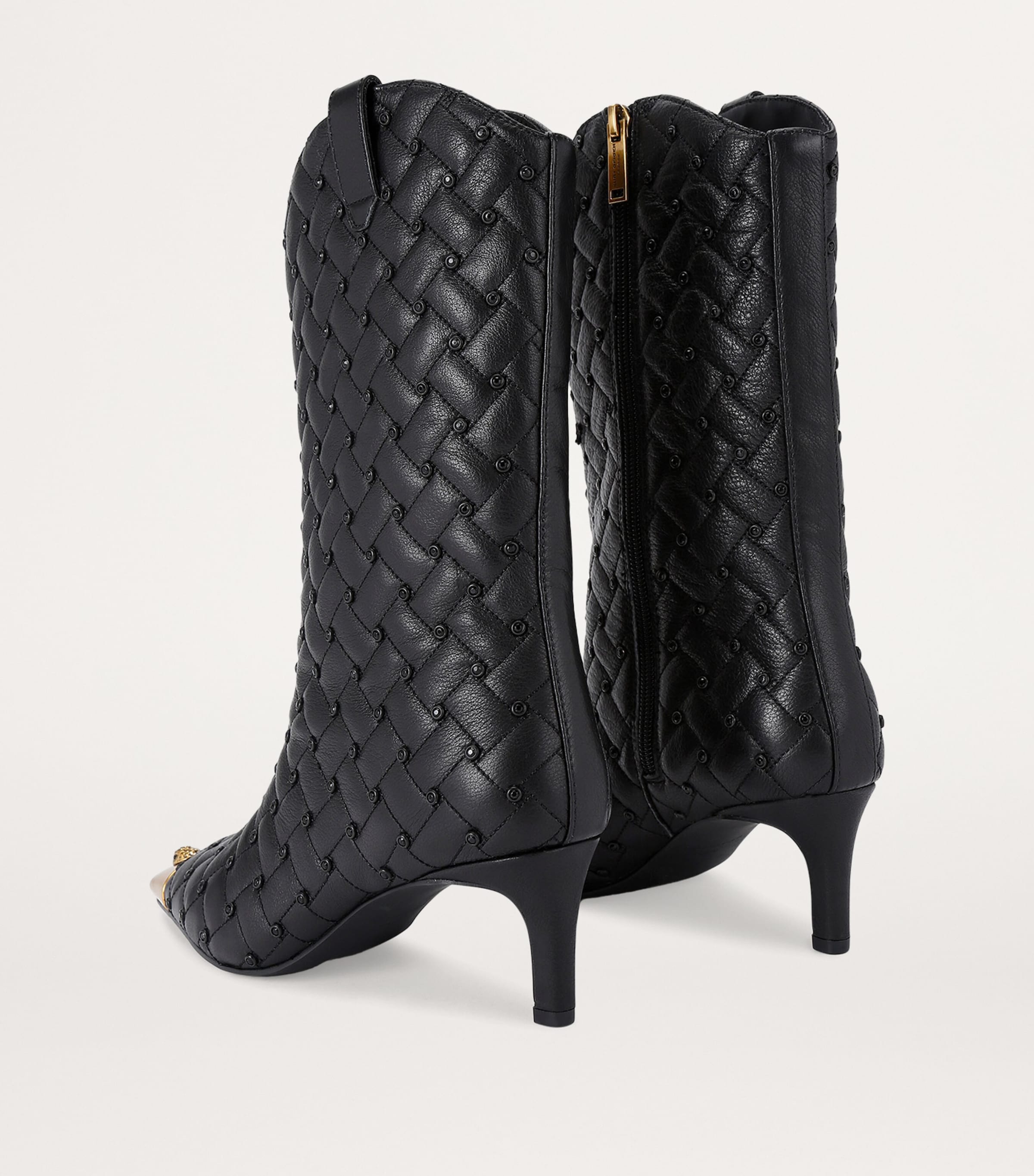 Kurt Geiger London Leather Cyrstal Embellished Regent Boots 65 Black/comb Image 2
