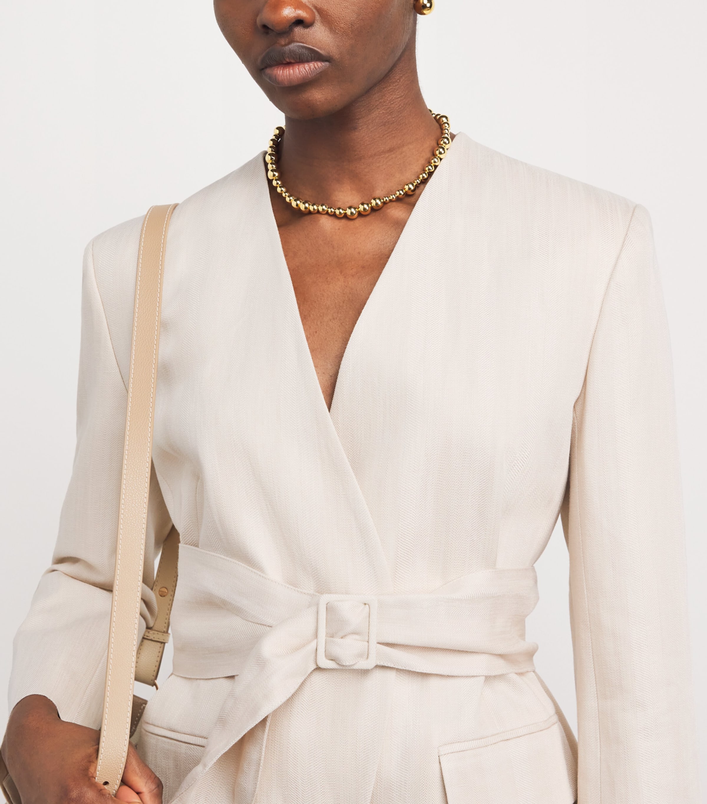 Claudie Pierlot Womens Kimono-Collar Jacket Sand Image 3