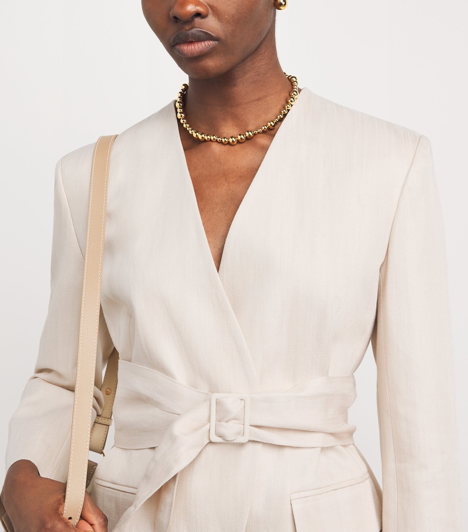 Claudie Pierlot Womens Kimono-Collar Jacket Sand Image 3