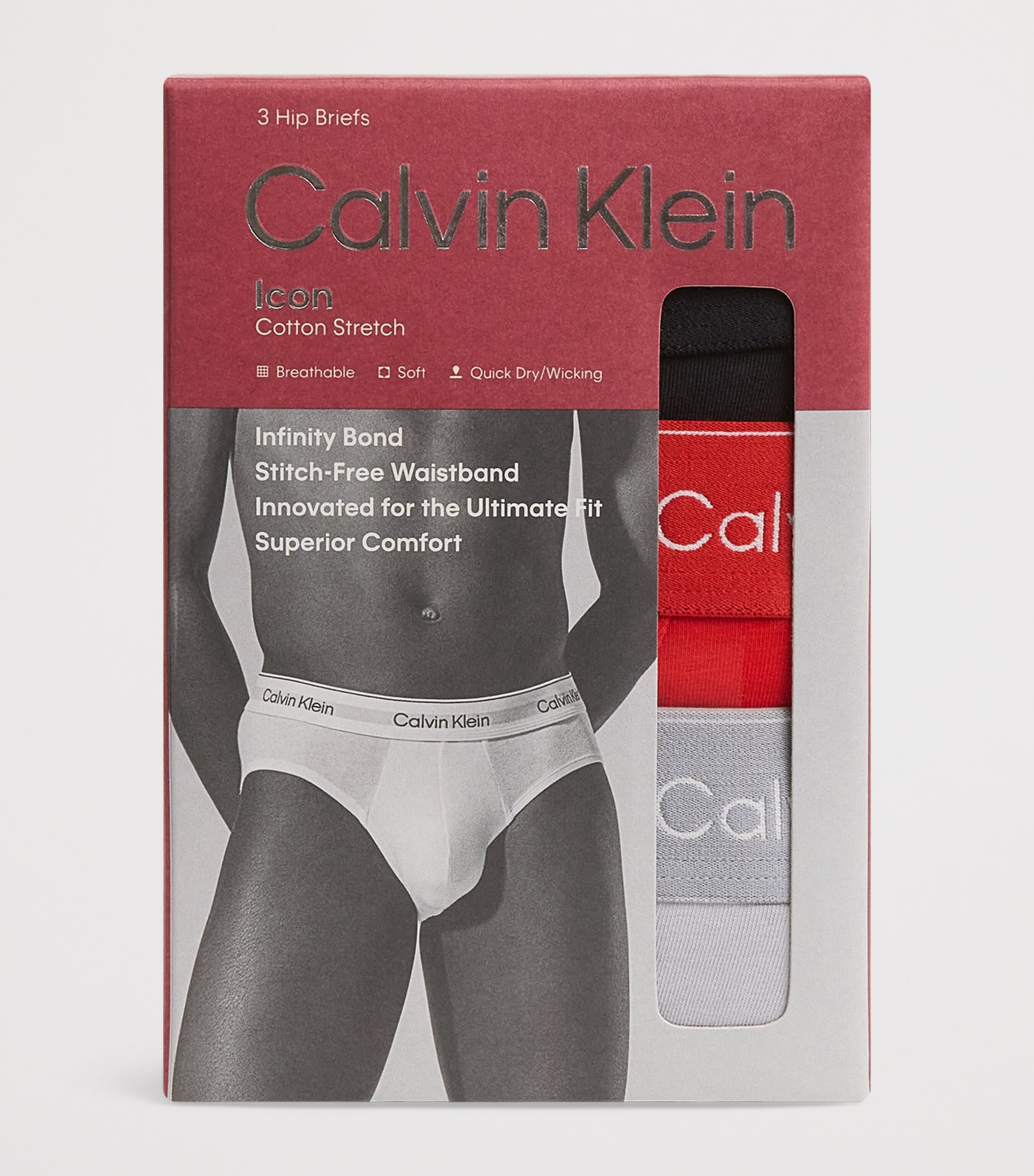 Stretch-Cotton Icon Hip Briefs (Pack of 3) 0FDBLACK W/ DTM WB/ Image 4