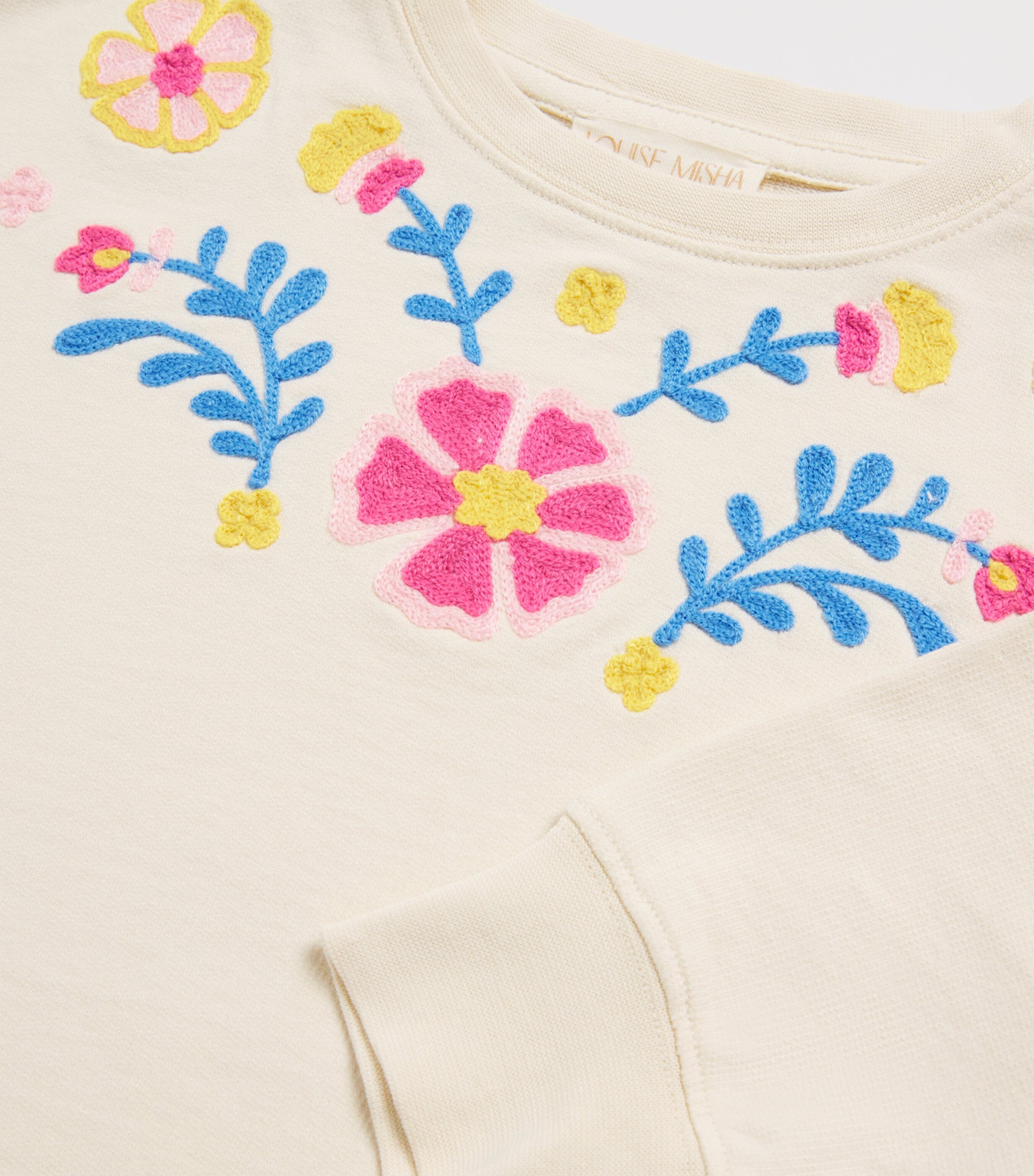 Cotton Embroidered Estella Sweatshirt (3-10 Years) CREAM Image 3