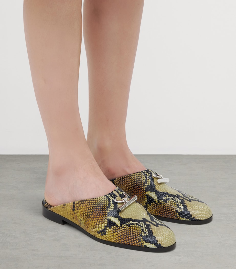 Leather Snake Print T-Bar Mules 8486 Image 2
