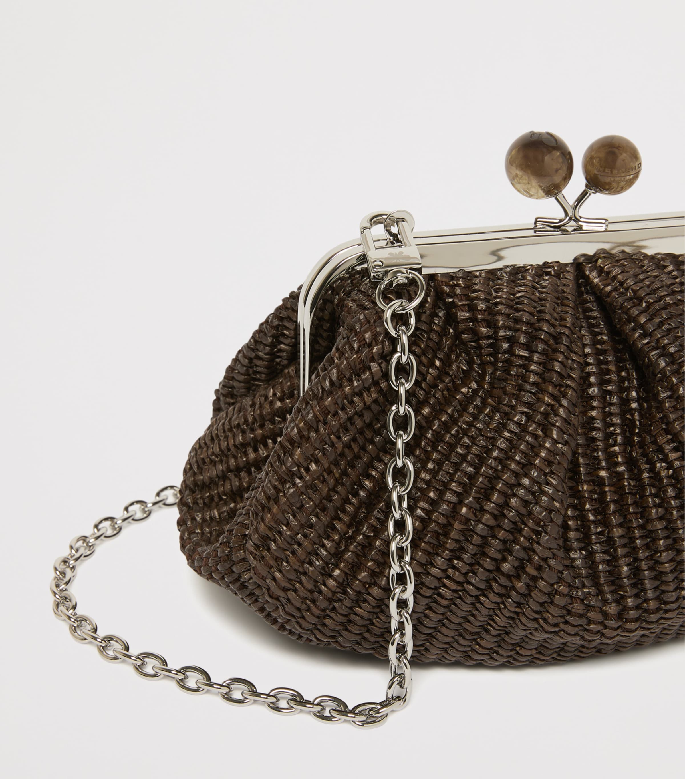 Weekend Max Mara Small Woven Pasticcino Clutch Bag Dark Brown Image 4